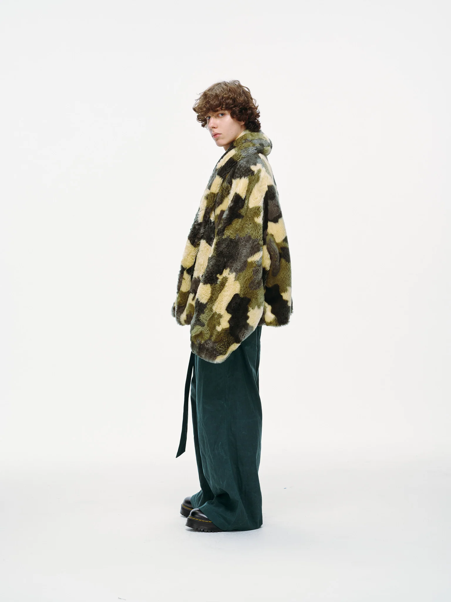 Plush Pop Cropped Faux Fur - Forest Camo - Image 7