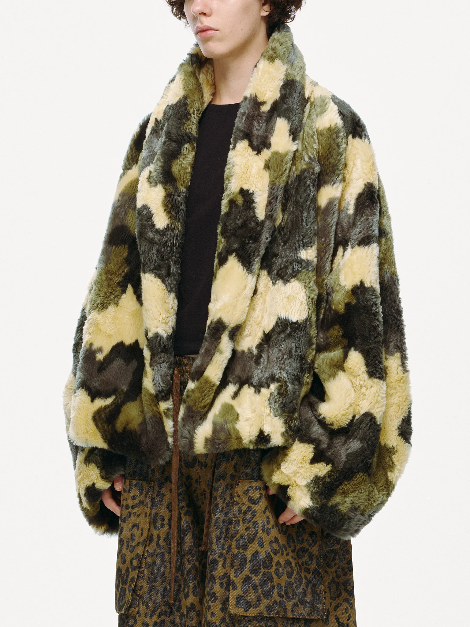 Plush Pop Cropped Faux Fur - Forest Camo - Image 9