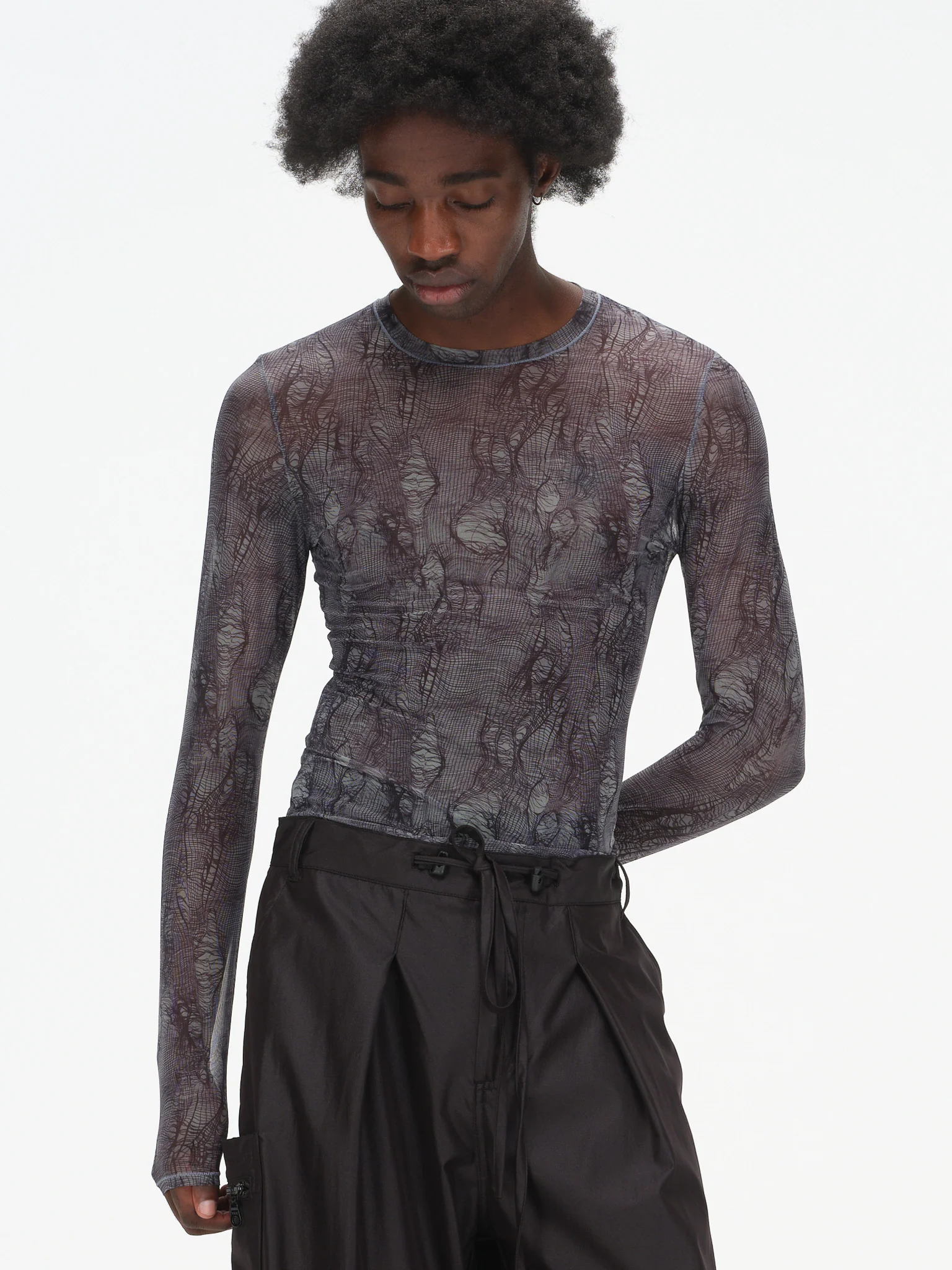 Printed Mesh Long Sleeve Top - Image 3