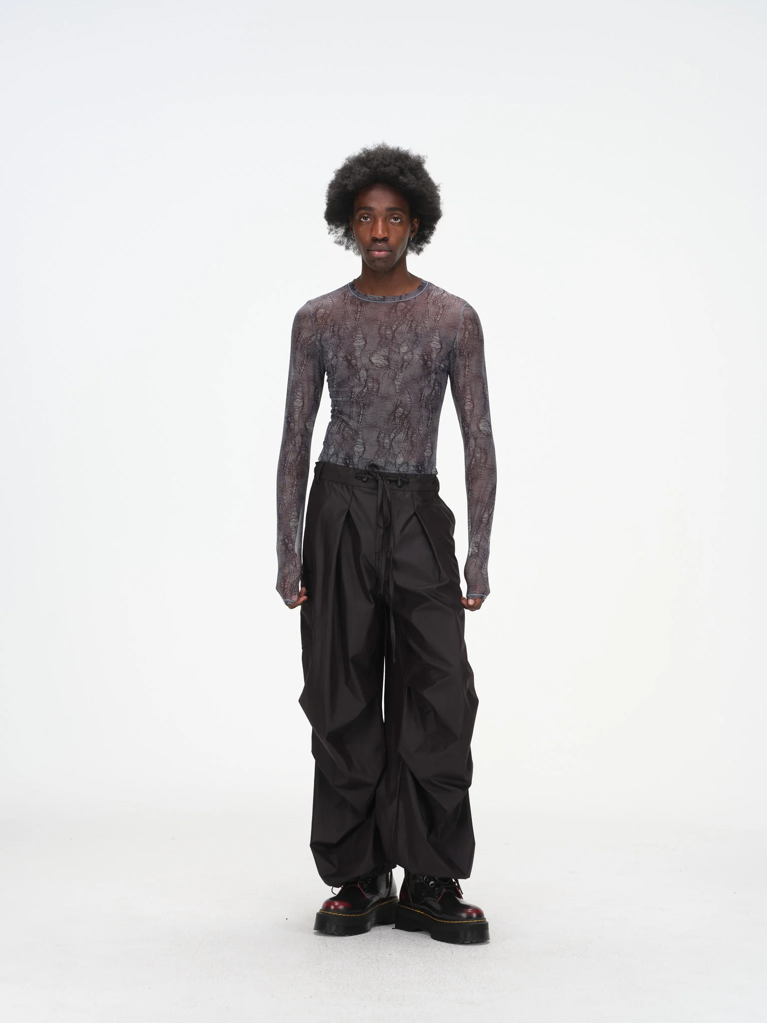 Printed Mesh Long Sleeve Top - Image 4