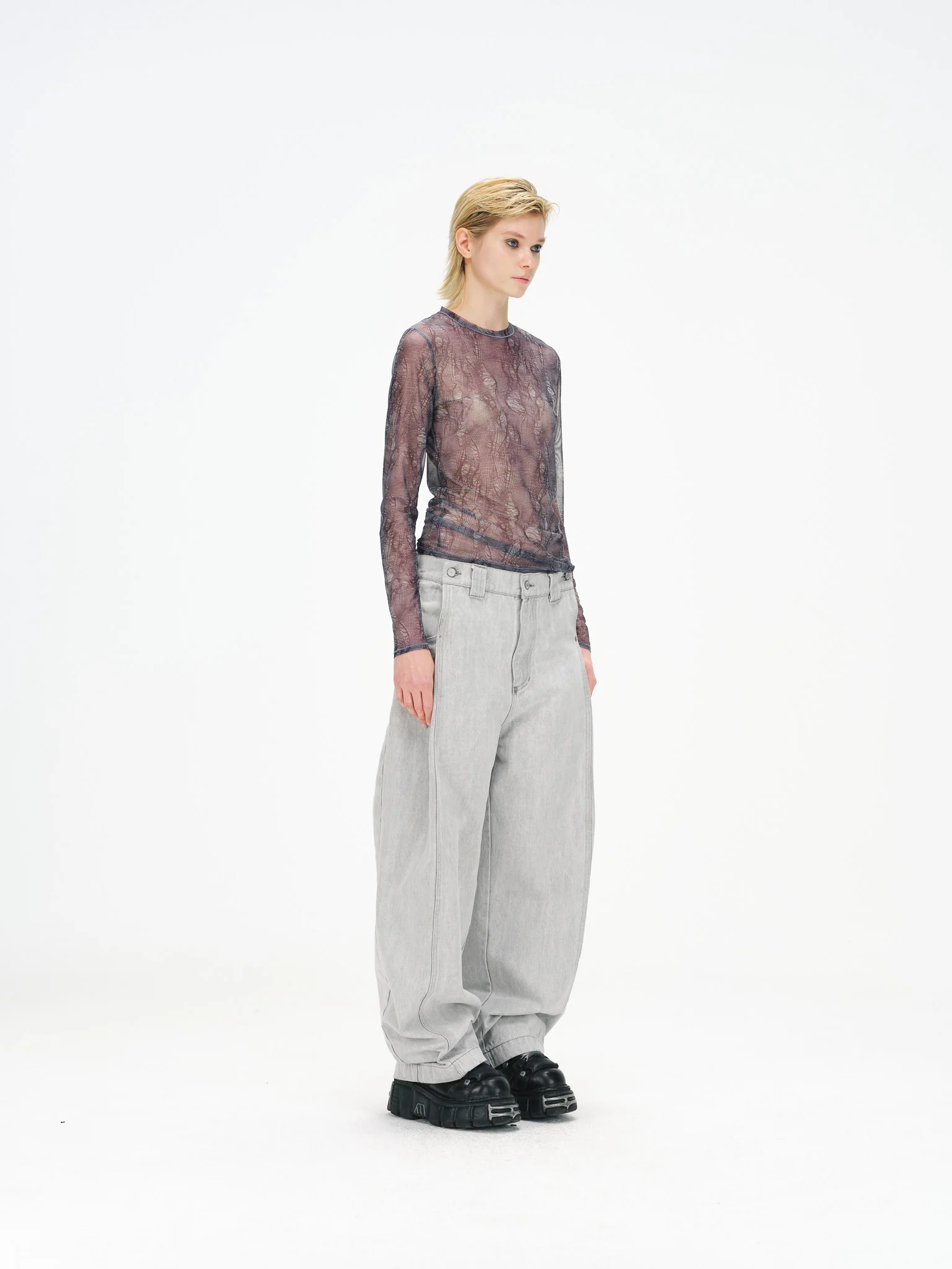 Printed Mesh Long Sleeve Top - Image 5