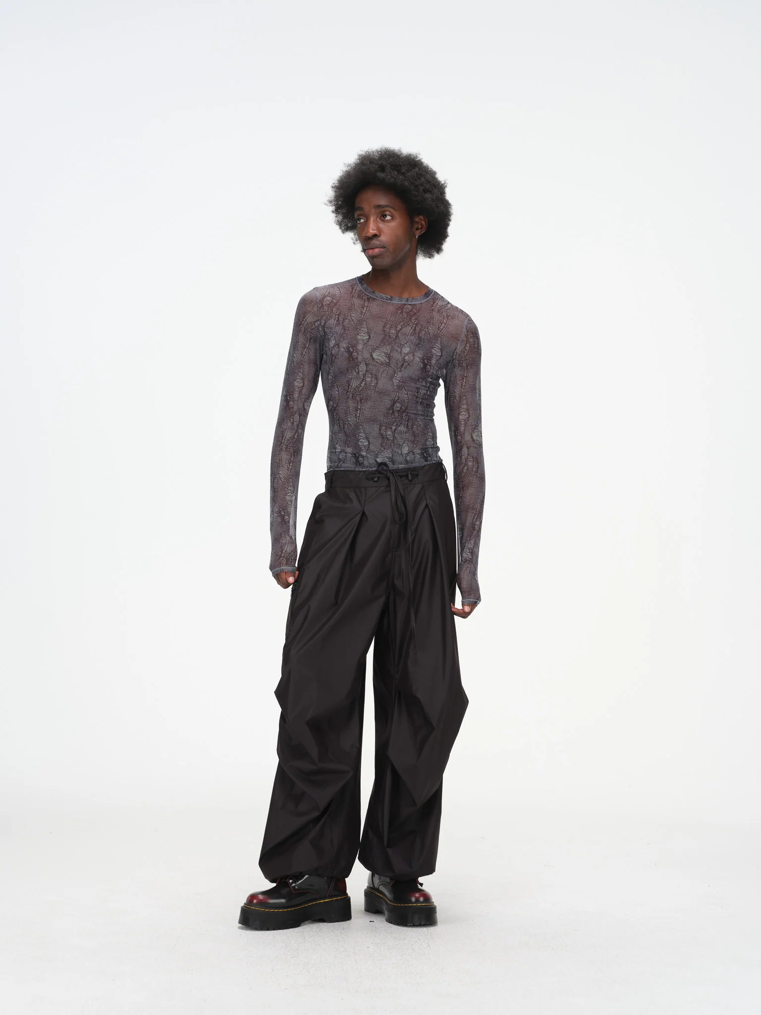 Printed Mesh Long Sleeve Top - Image 6