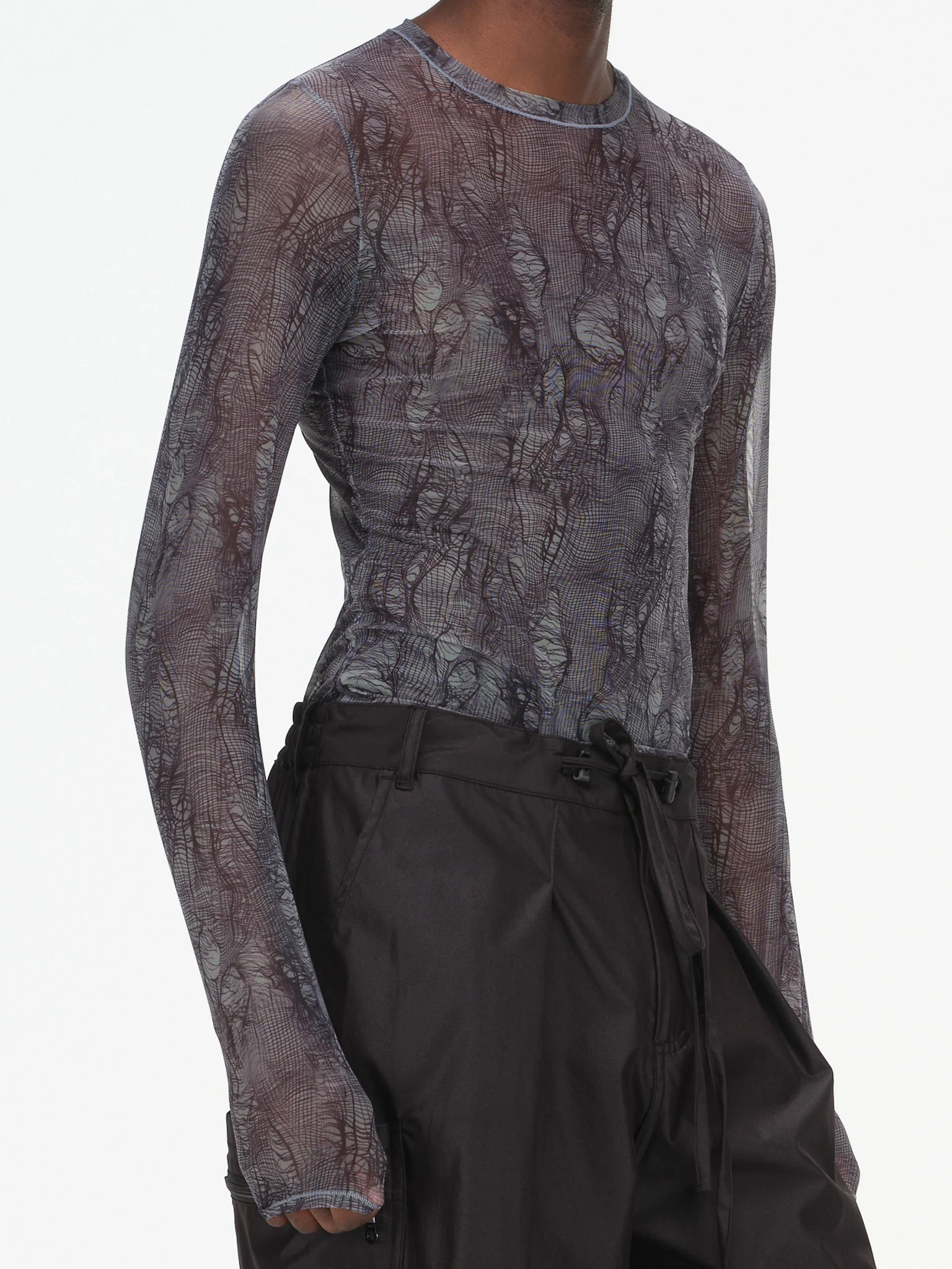 Printed Mesh Long Sleeve Top - Image 8