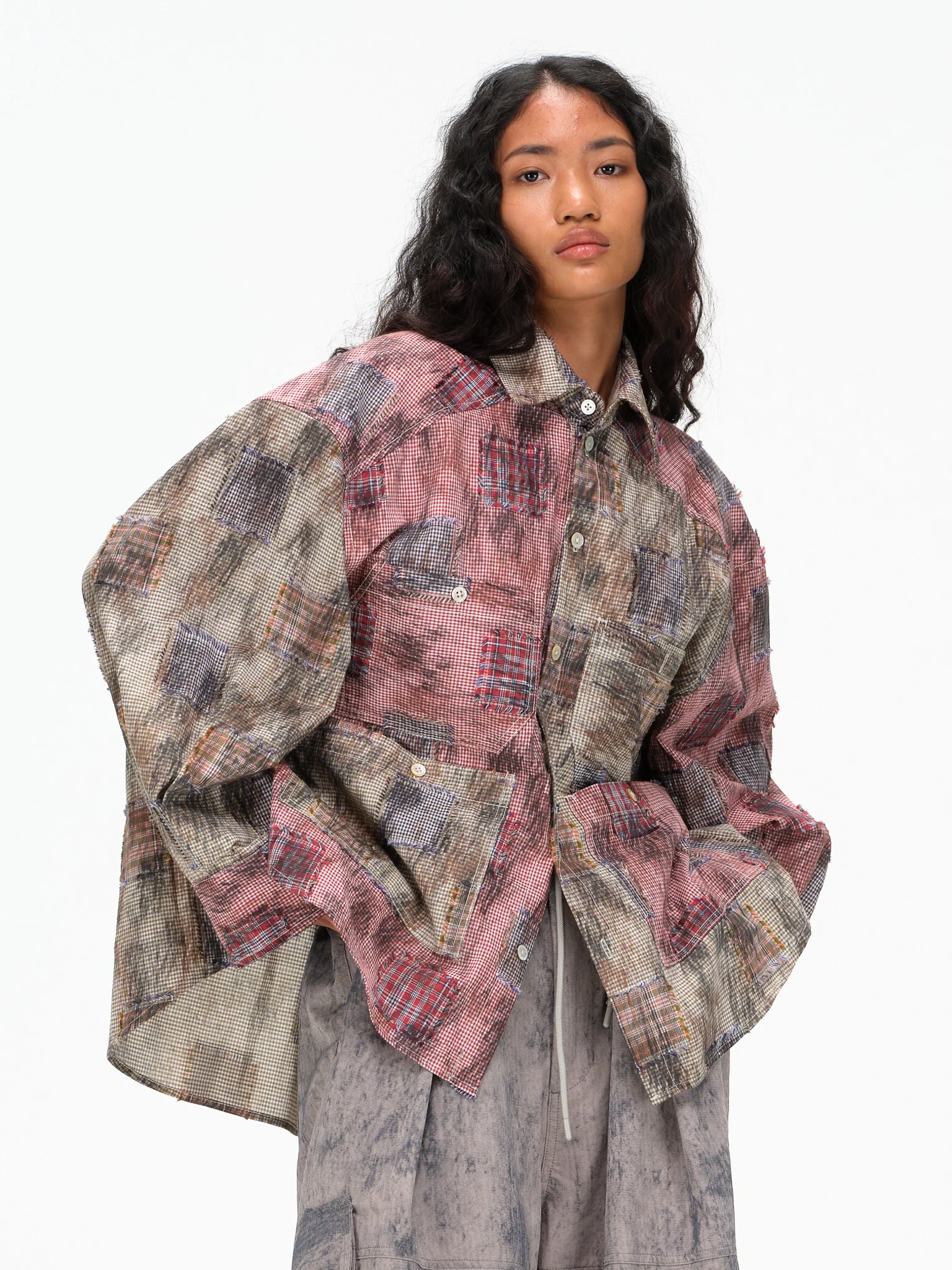 Remix Patchwork Check Shirt - Lightweight, Contrasting Plaid - Image 12