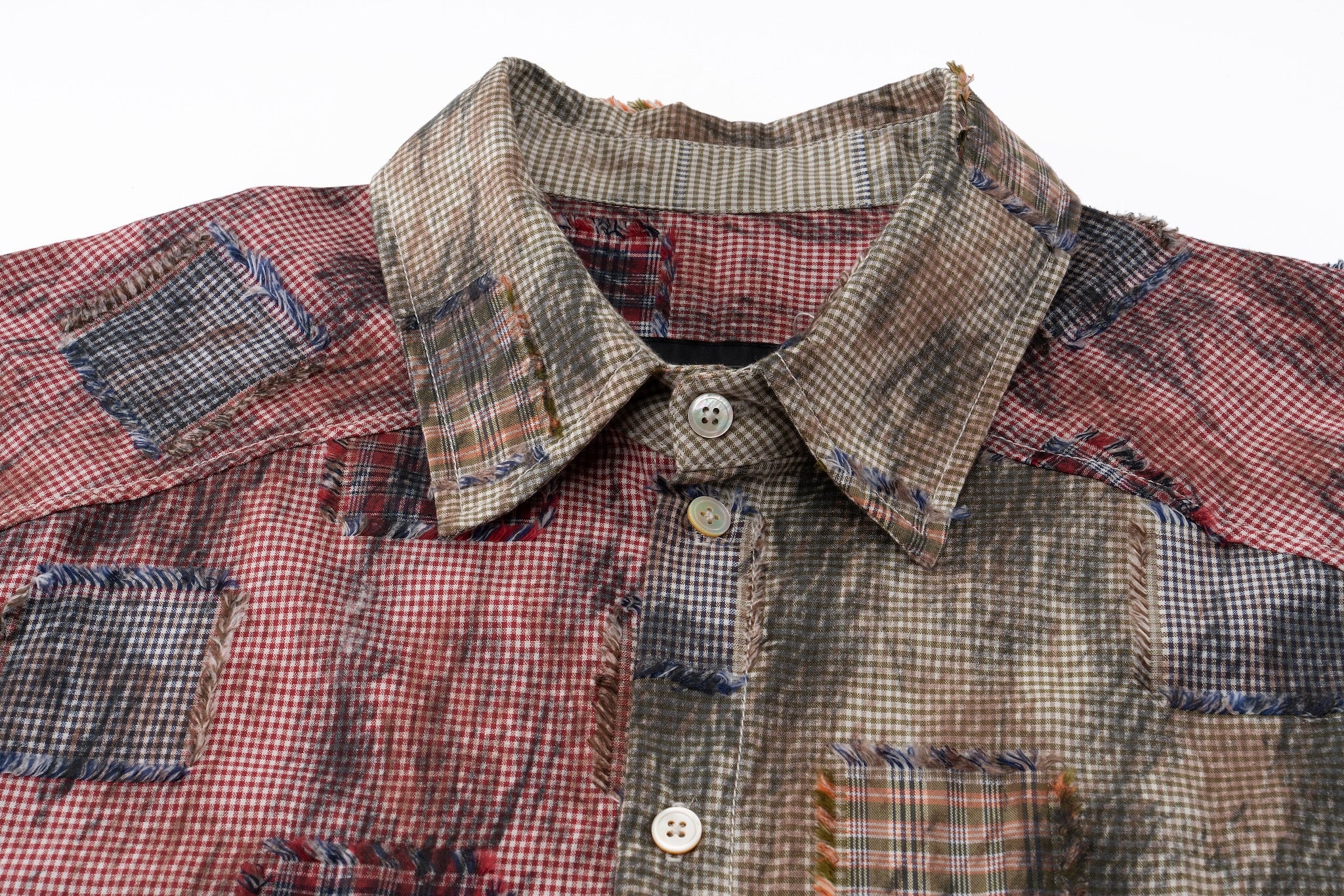Remix Patchwork Check Shirt - Lightweight, Contrasting Plaid - Image 13