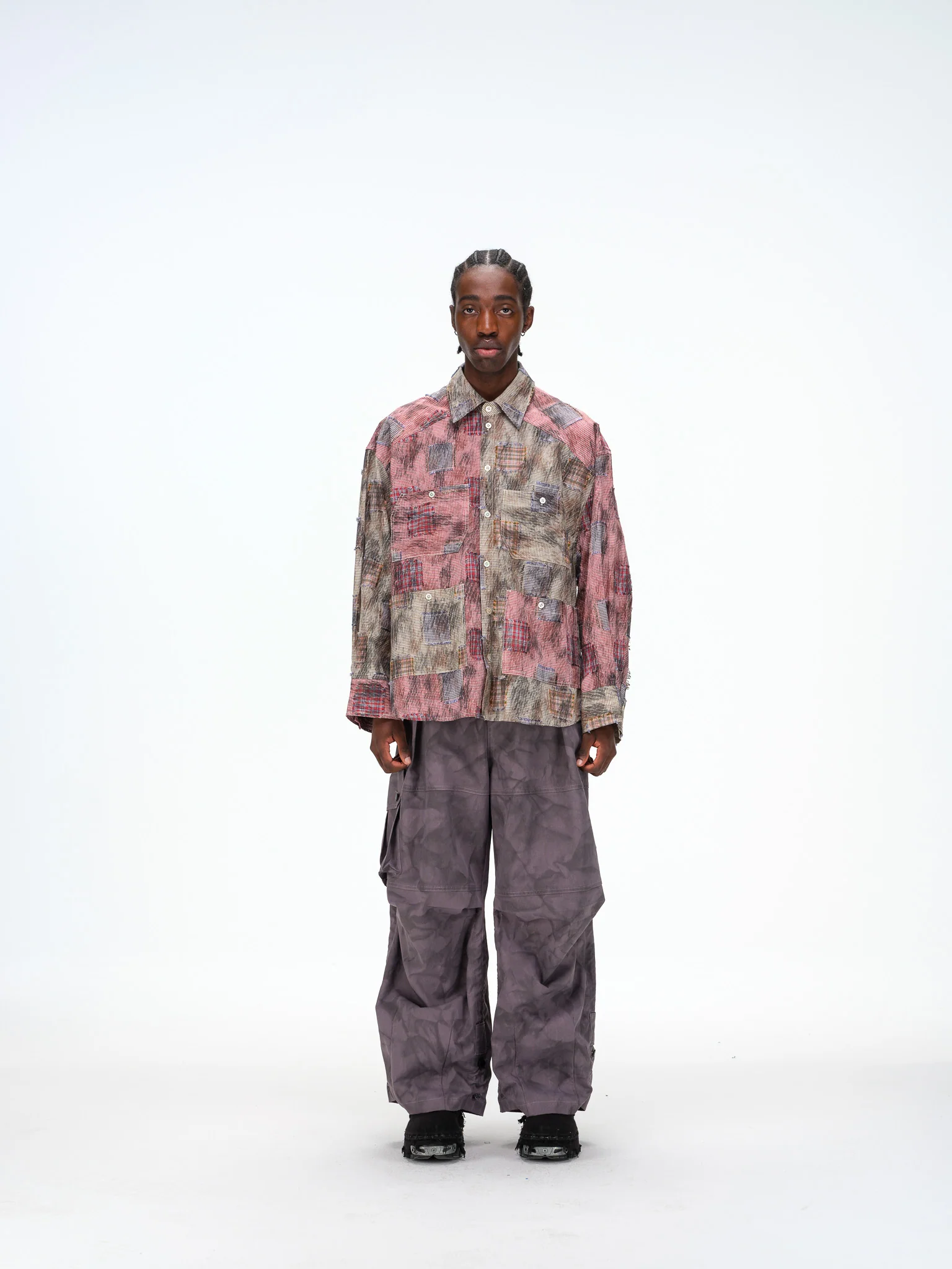 Remix Patchwork Check Shirt - Lightweight, Contrasting Plaid - Image 3