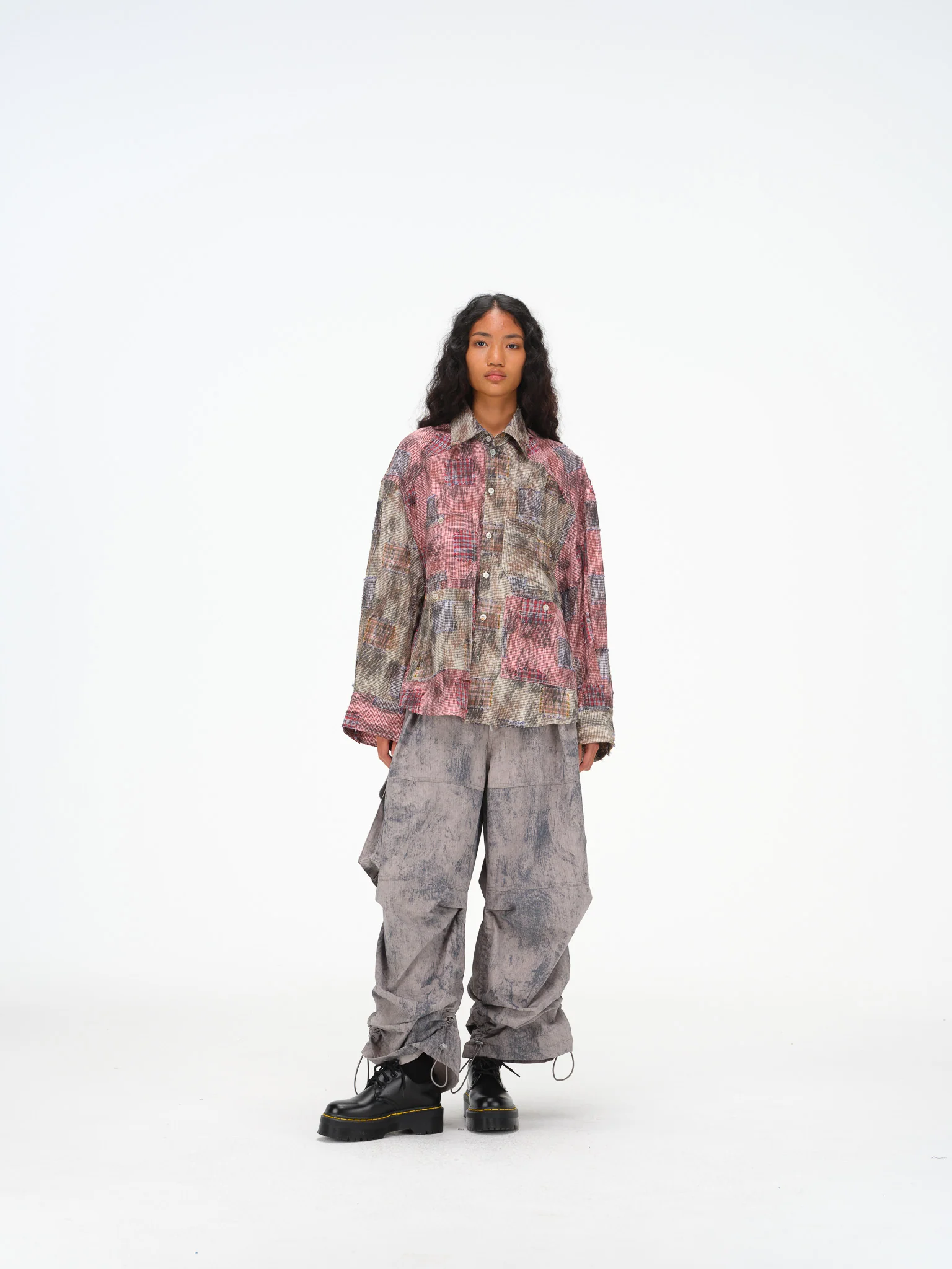 Remix Patchwork Check Shirt - Lightweight, Contrasting Plaid - Image 4