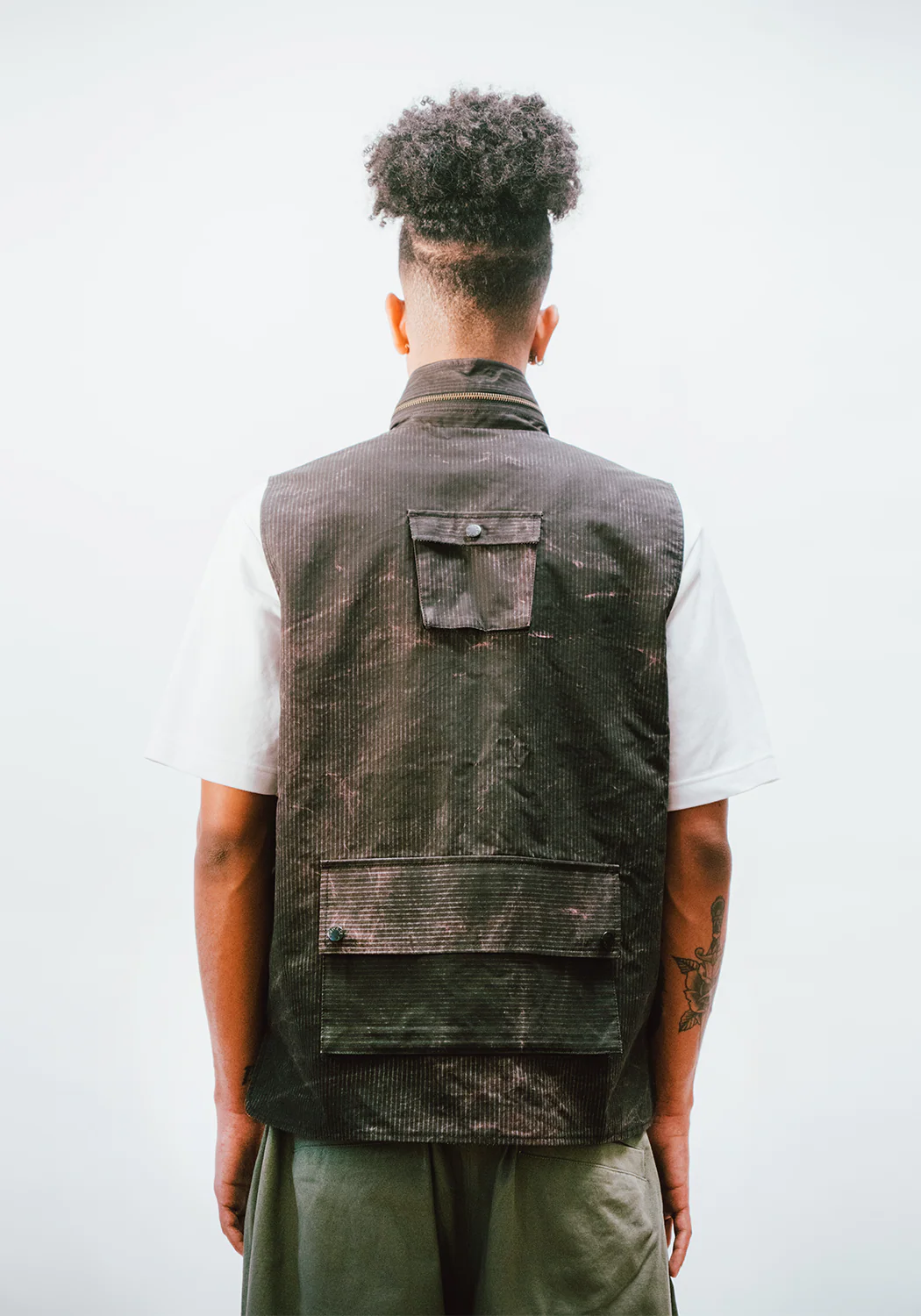 Reversible Utility Vest - Dark Brown x Stripe (FINAL SALE) - Image 10