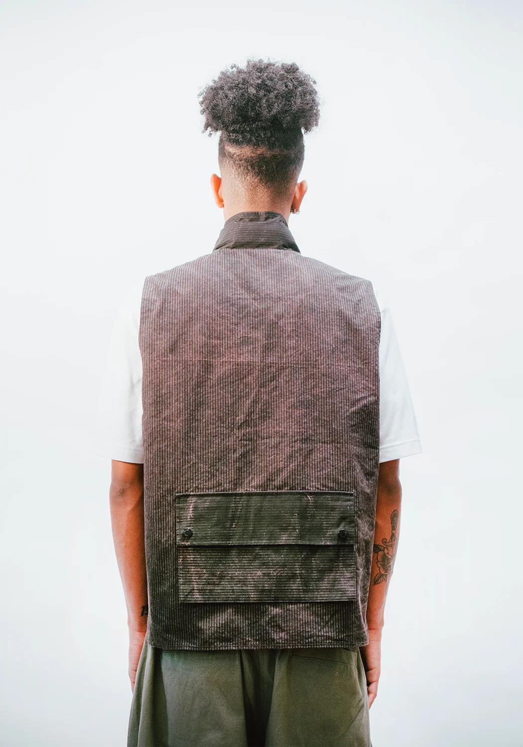 Reversible Utility Vest - Dark Brown x Stripe (FINAL SALE) - Image 13