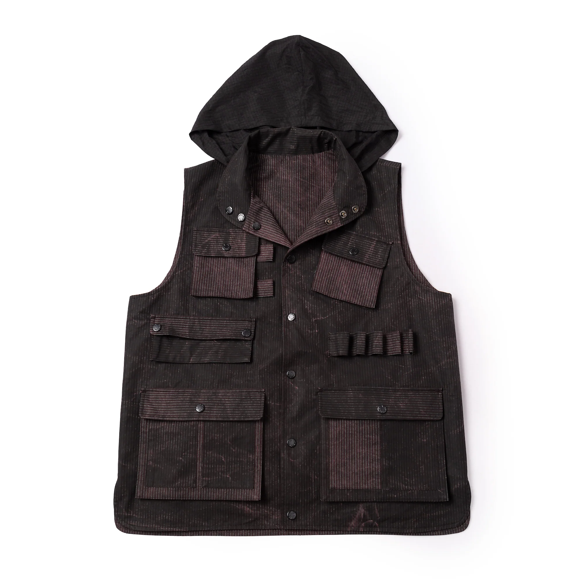 Reversible Utility Vest - Dark Brown x Stripe (FINAL SALE) - Image 14