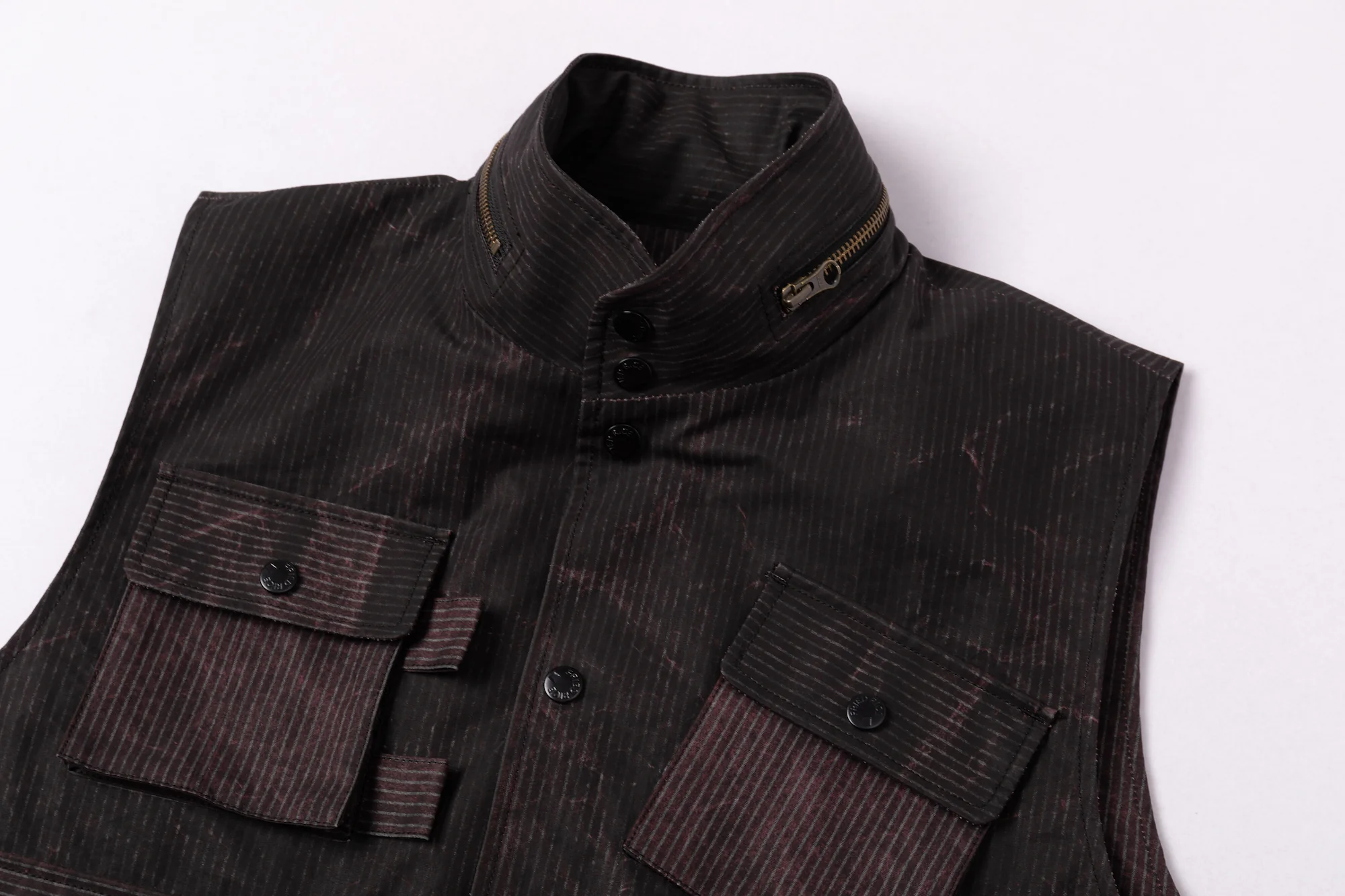 Reversible Utility Vest - Dark Brown x Stripe (FINAL SALE) - Image 17