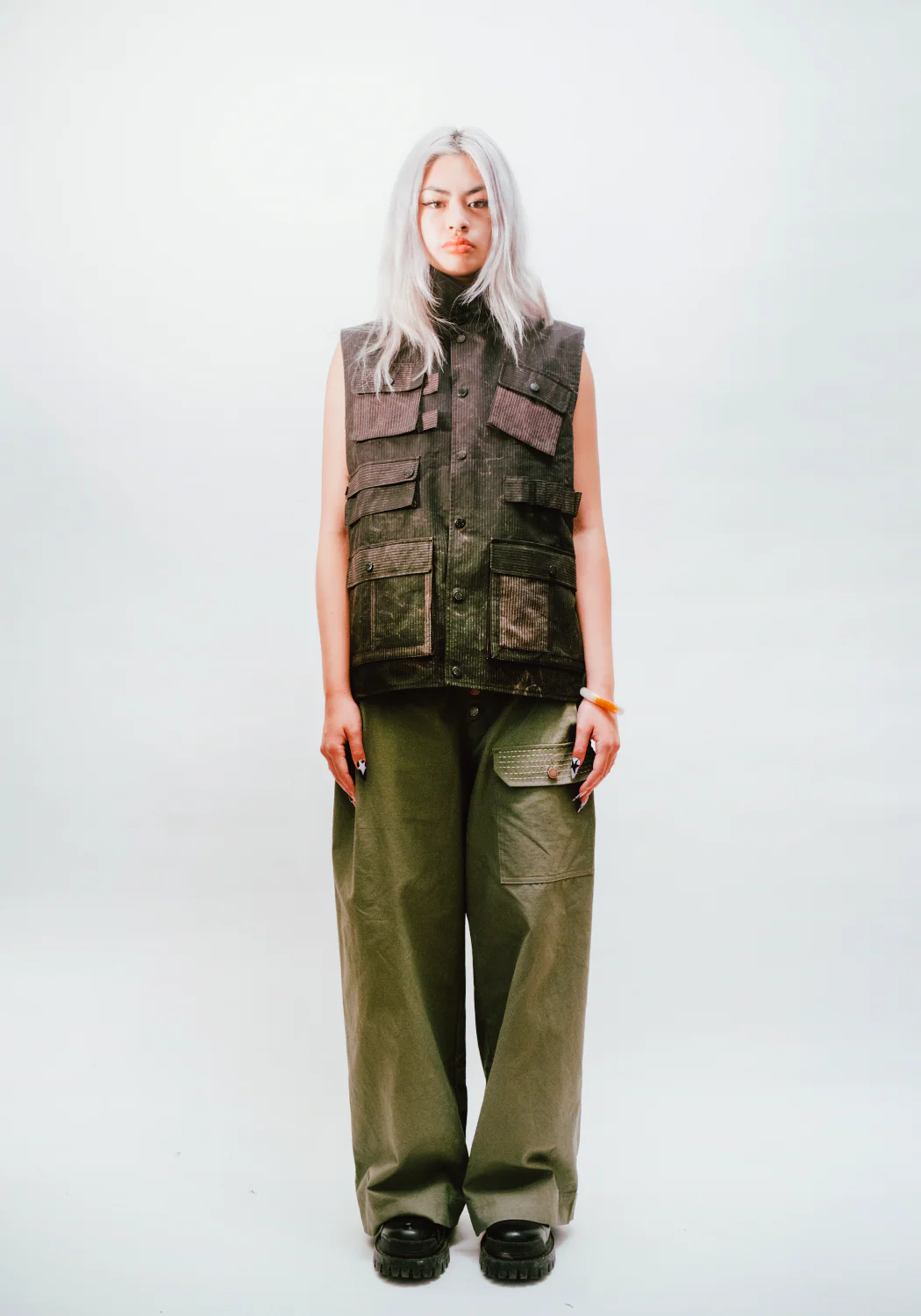 Reversible Utility Vest - Dark Brown x Stripe (FINAL SALE) - Image 7
