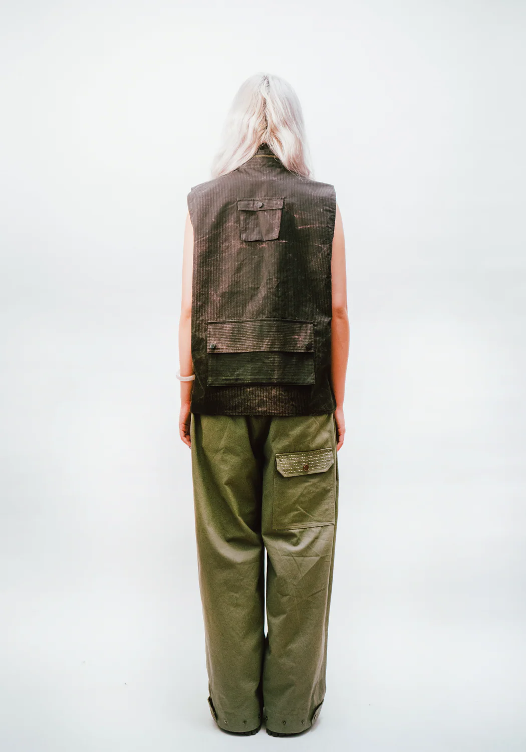 Reversible Utility Vest - Dark Brown x Stripe (FINAL SALE) - Image 8