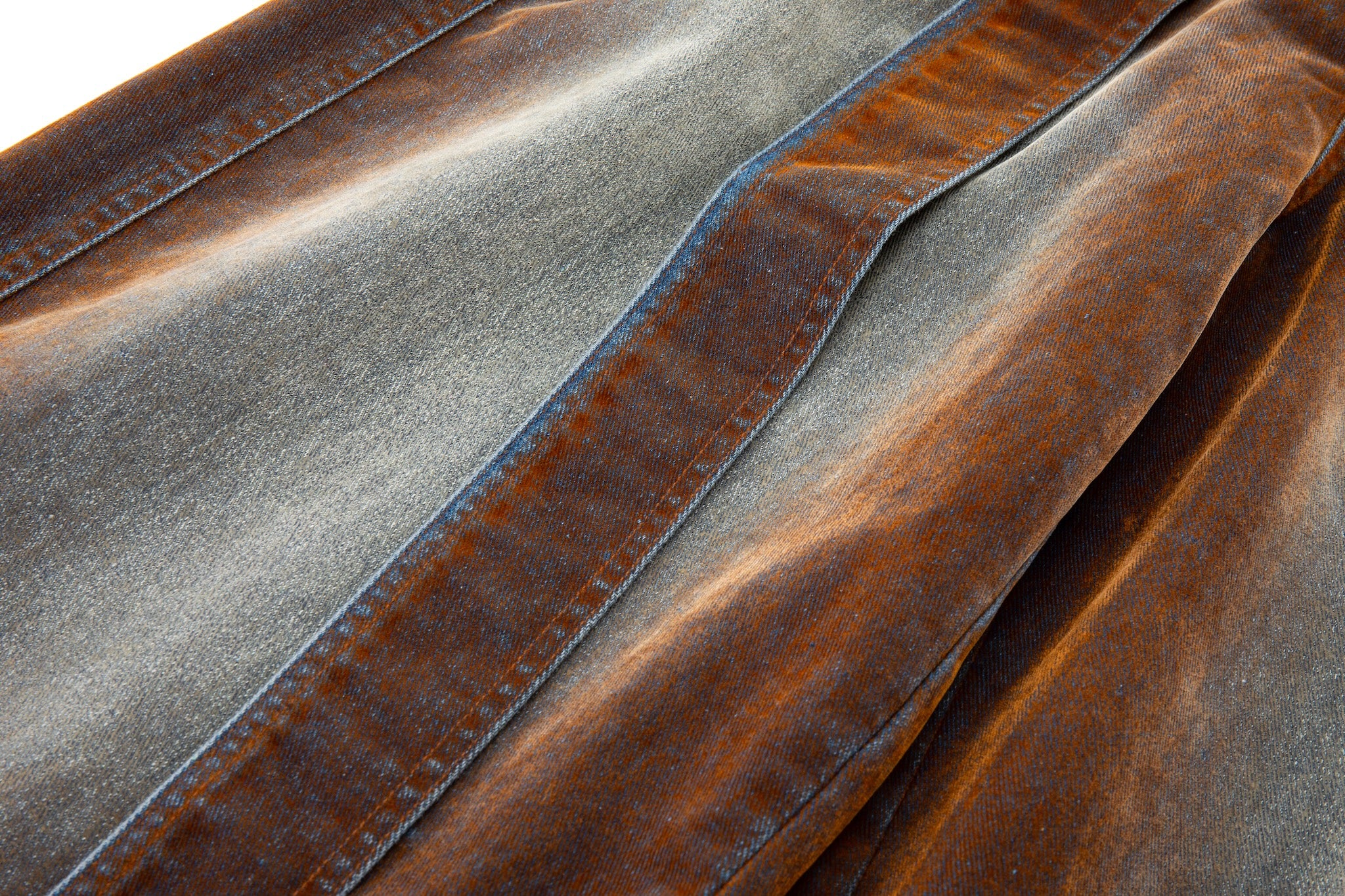 Rust Oil Slick Iridescent Wide Leg Denim Pants with Sash Belt - Image 13