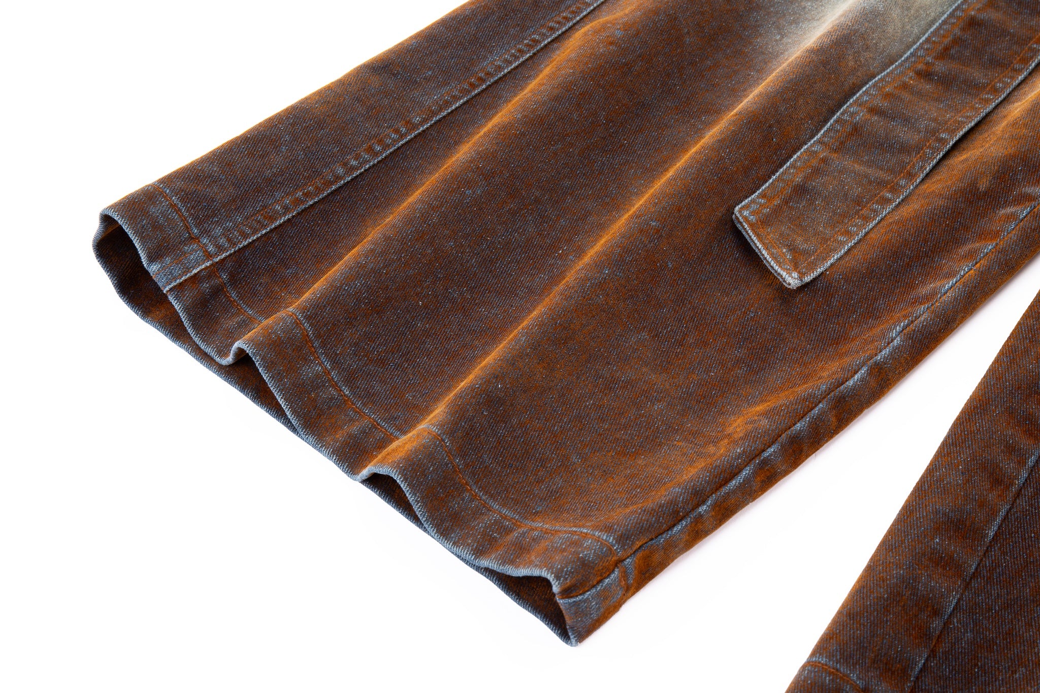 Rust Oil Slick Iridescent Wide Leg Denim Pants with Sash Belt - Image 15