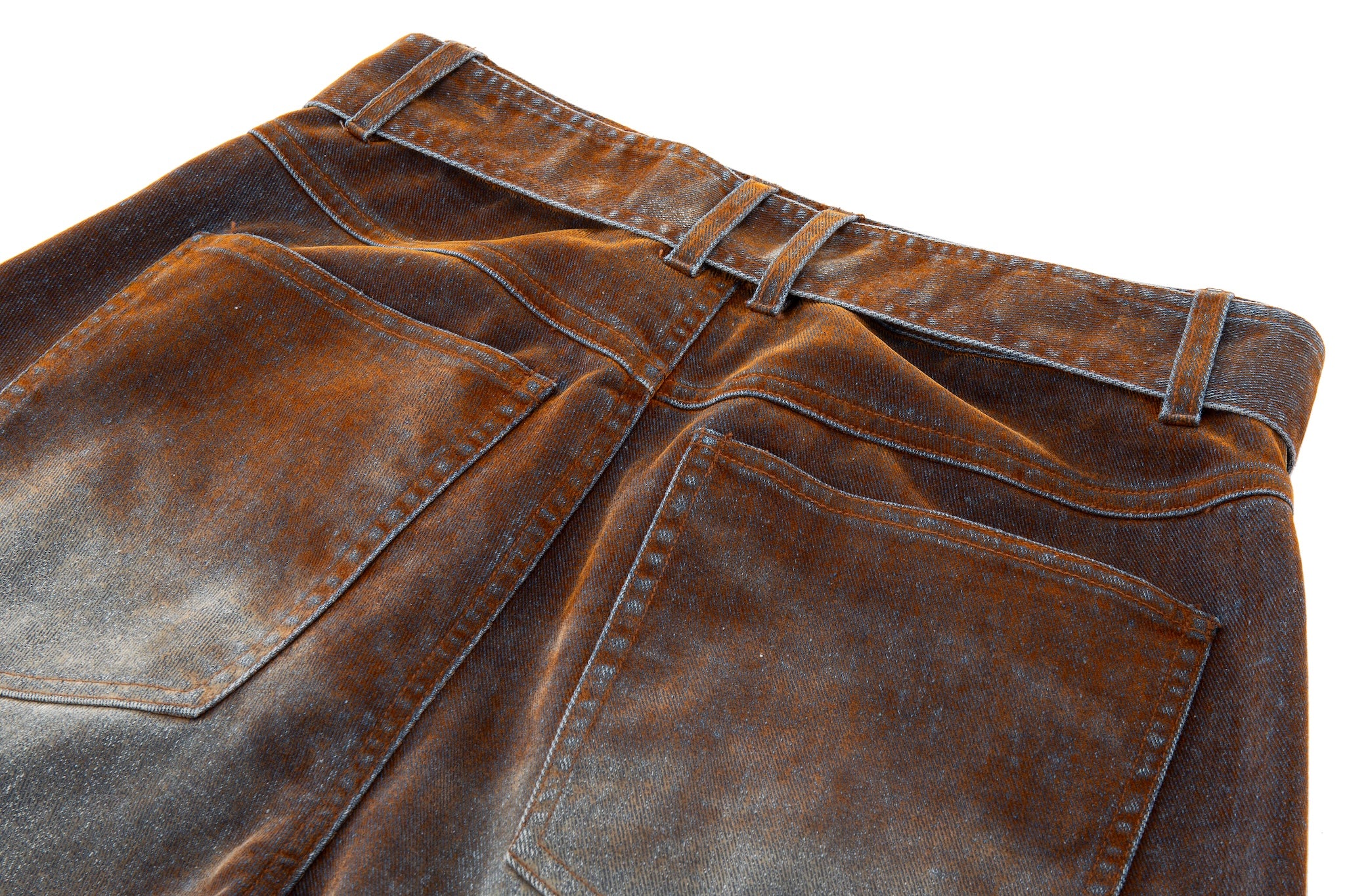 Rust Oil Slick Iridescent Wide Leg Denim Pants with Sash Belt - Image 16