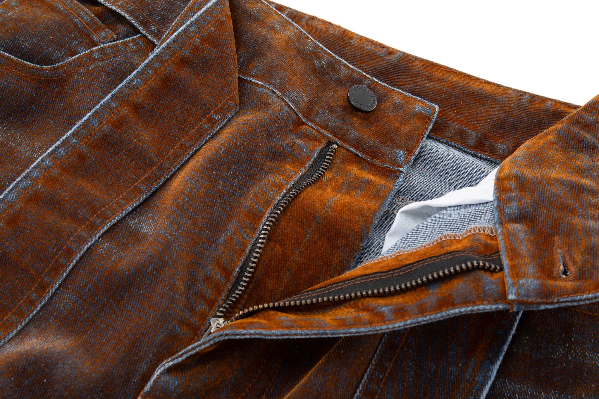 Rust Oil Slick Iridescent Wide Leg Denim Pants with Sash Belt - Image 18