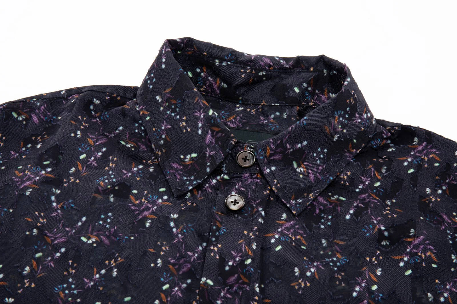 Sheer Floral Button-Up Shirt - Violet - Image 18