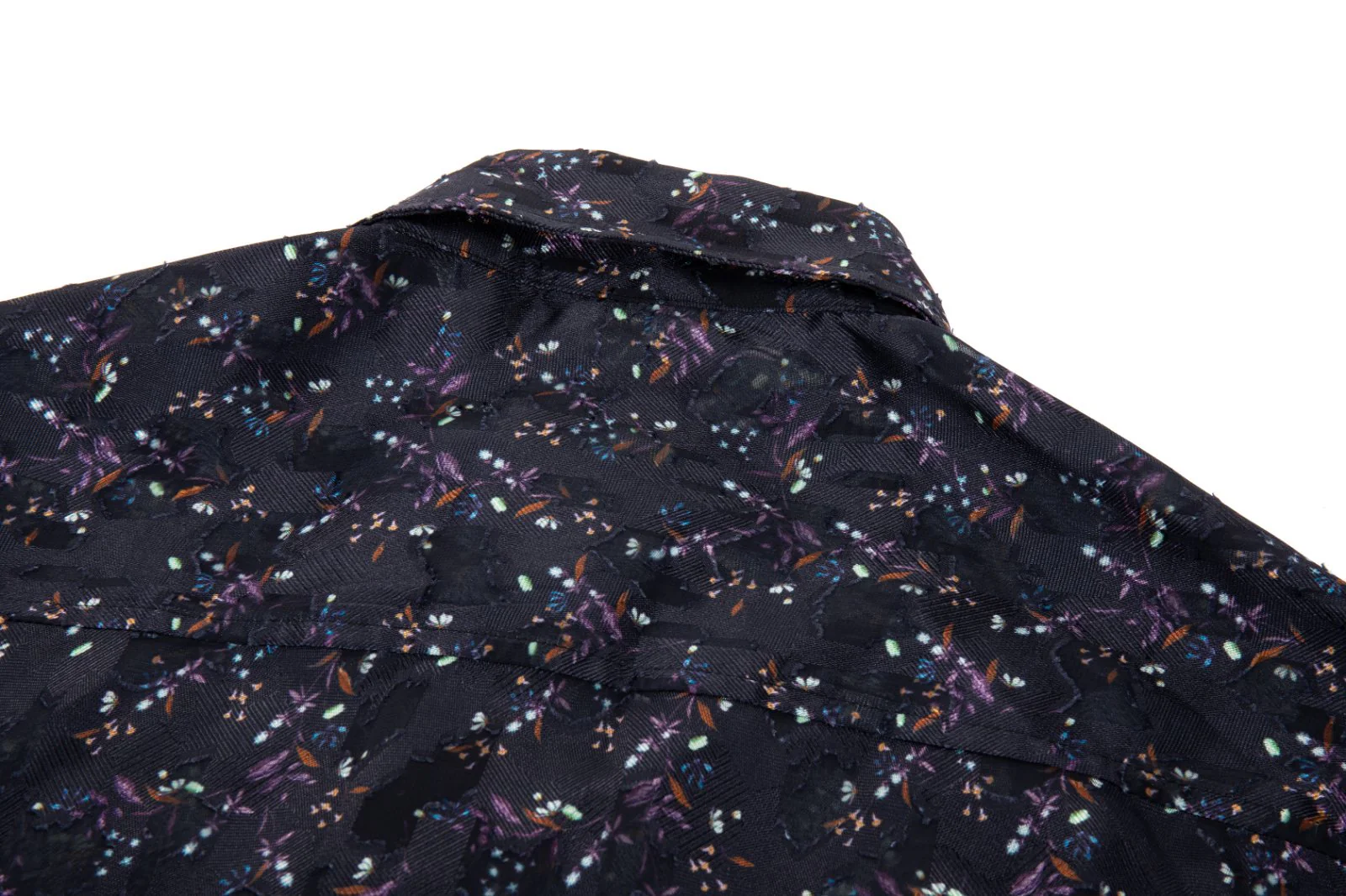 Sheer Floral Button-Up Shirt - Violet - Image 19