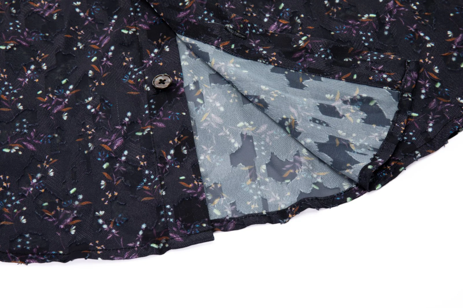 Sheer Floral Button-Up Shirt - Violet - Image 20
