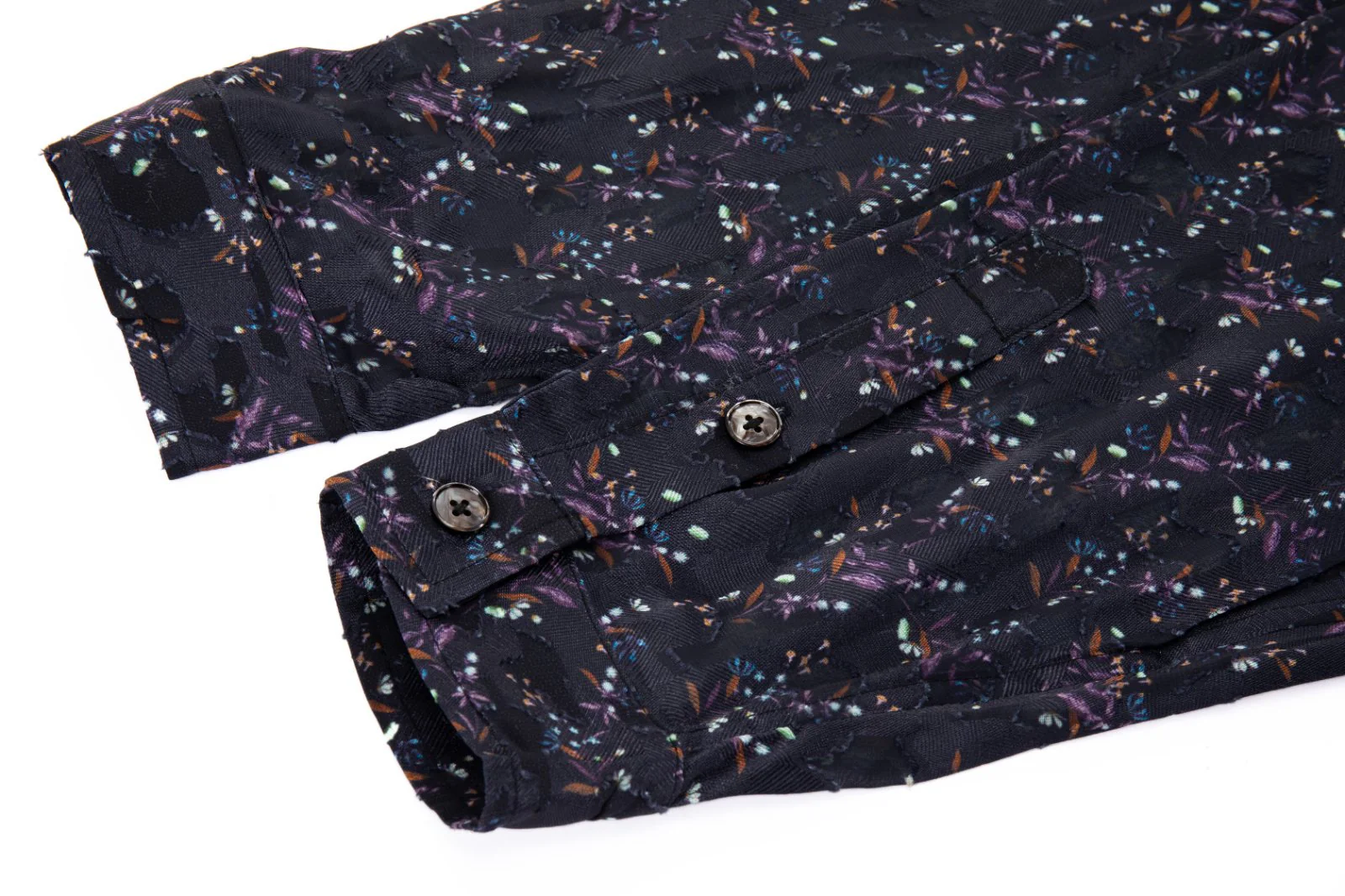 Sheer Floral Button-Up Shirt - Violet - Image 21
