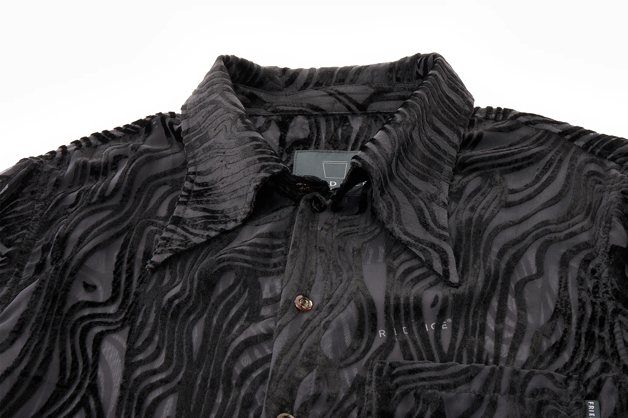 Sheer Wavy Button-Up Shirt - Midnight - Image 10