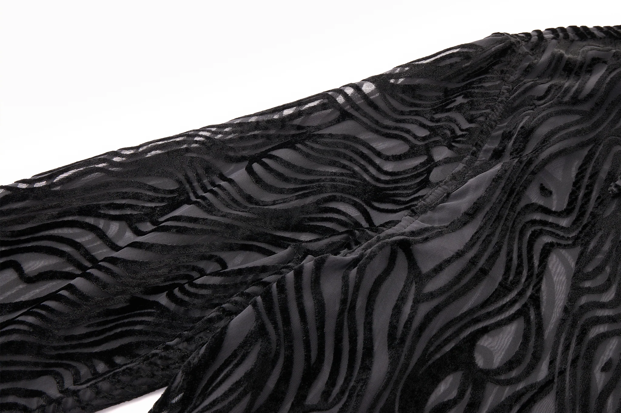 Sheer Wavy Button-Up Shirt - Midnight - Image 13
