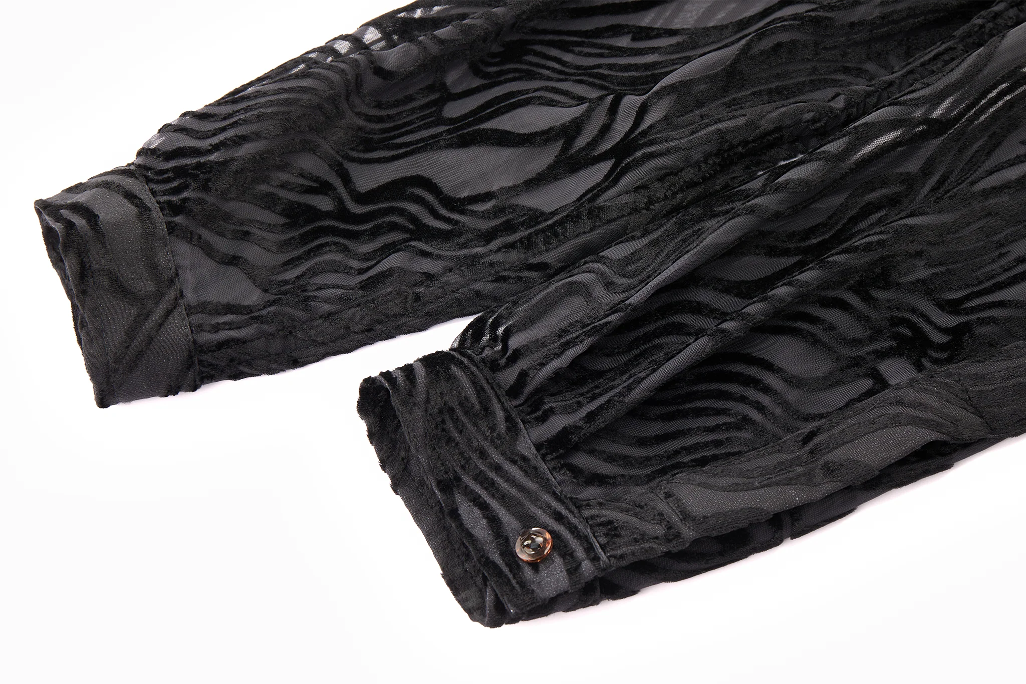 Sheer Wavy Button-Up Shirt - Midnight - Image 14