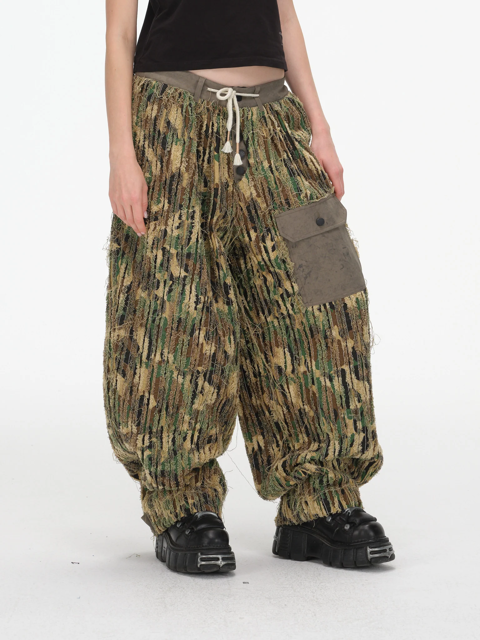 Shredded Wide Leg Pants - Deconstructed Camo - Image 11
