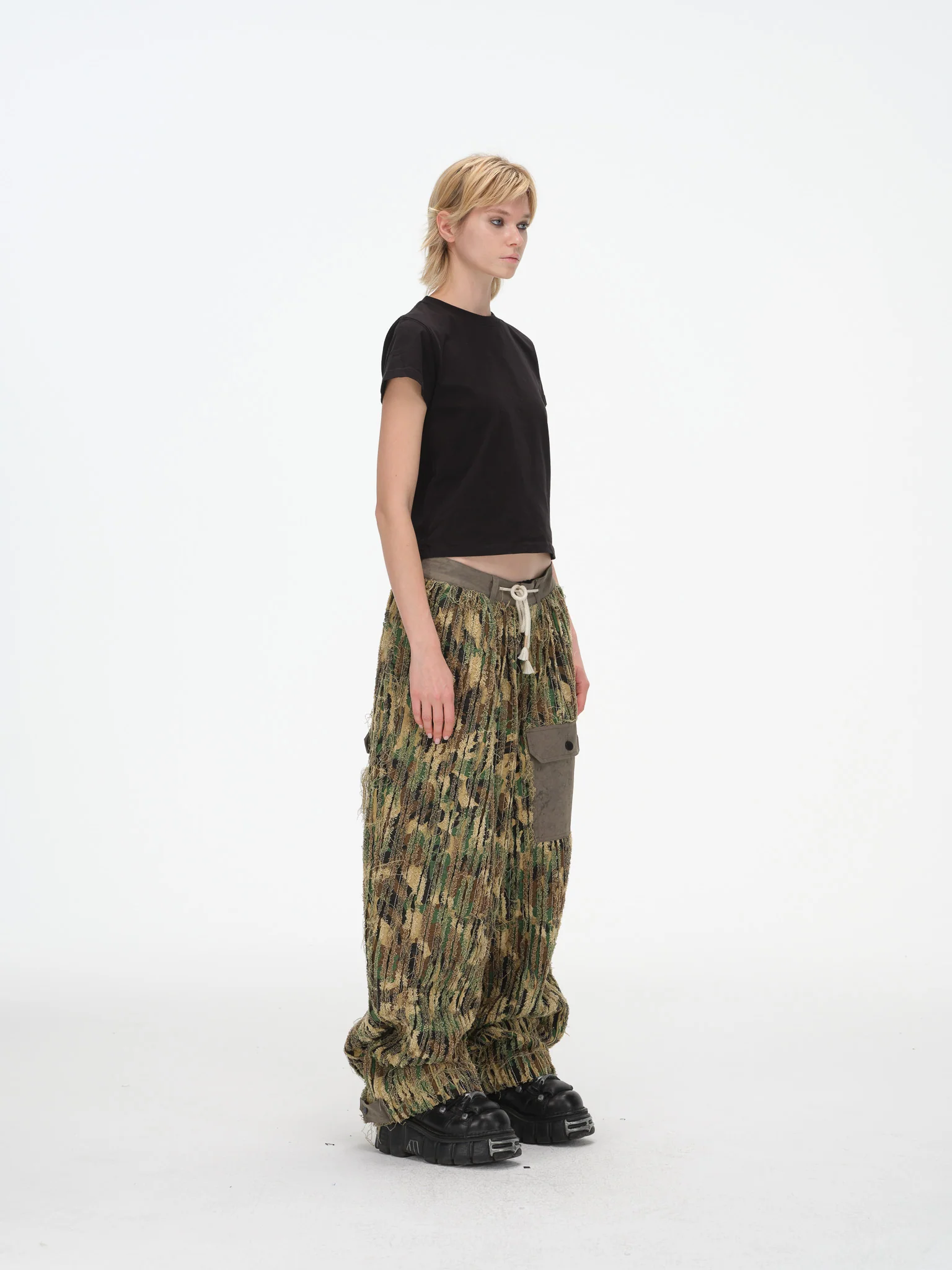 Shredded Wide Leg Pants - Deconstructed Camo - Image 12