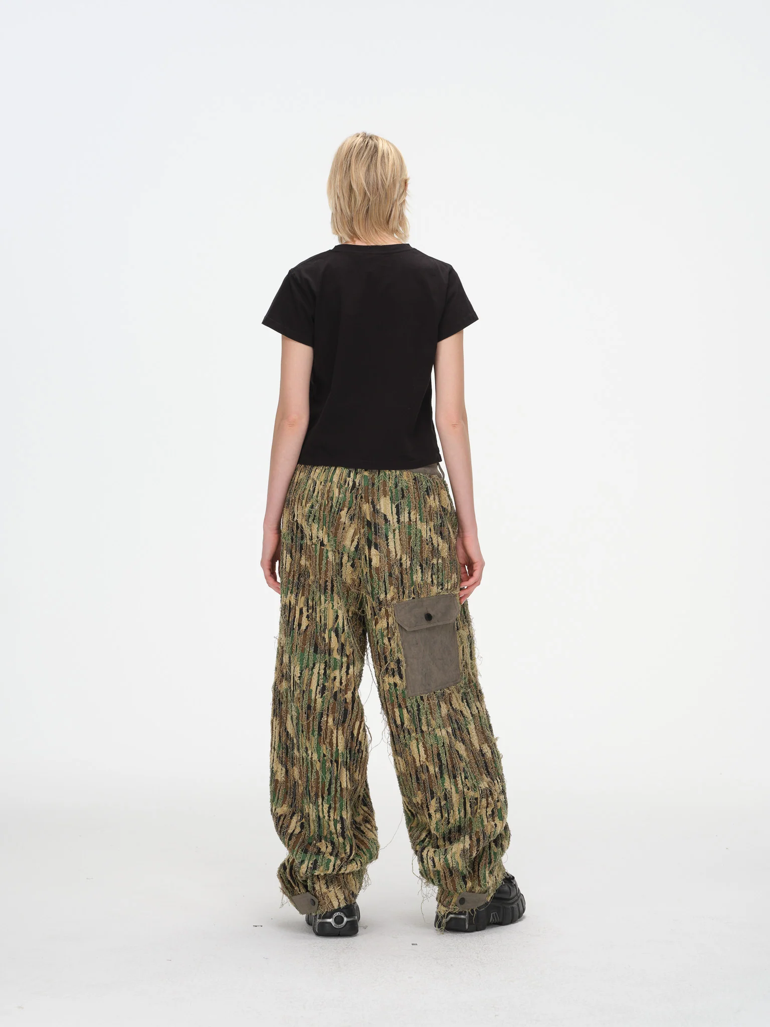 Shredded Wide Leg Pants - Deconstructed Camo - Image 13