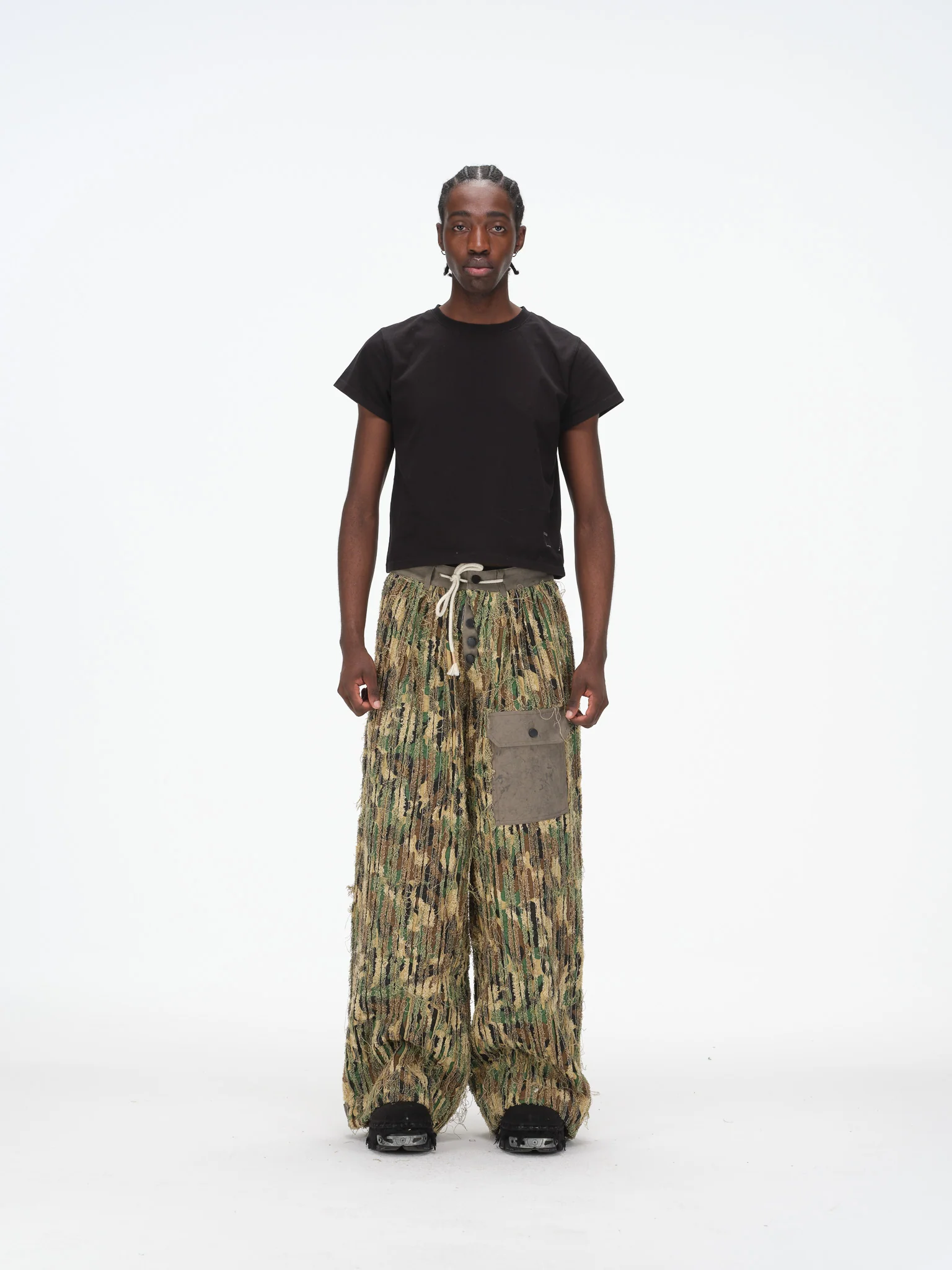 Shredded Wide Leg Pants - Deconstructed Camo - Image 3