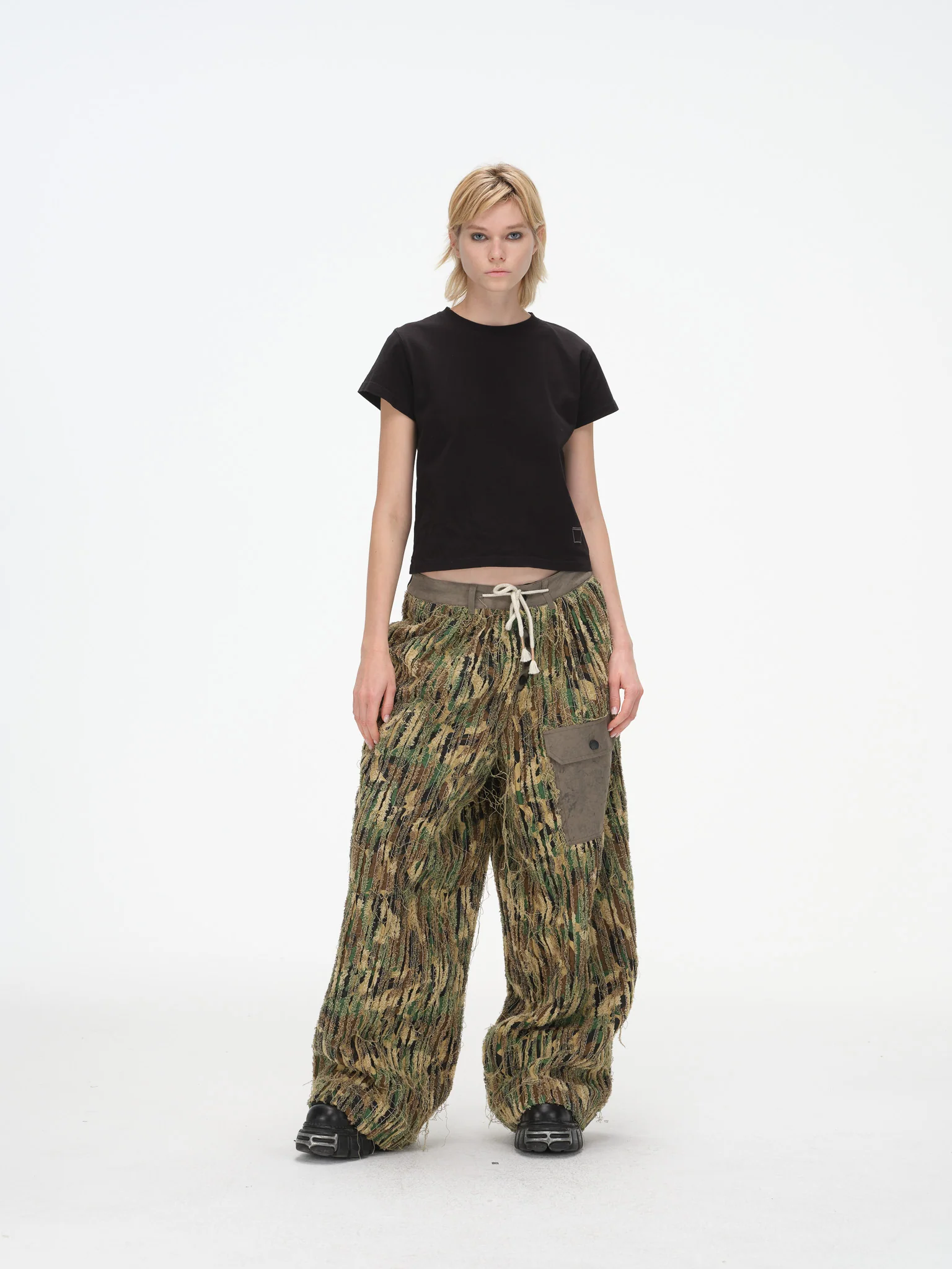 Shredded Wide Leg Pants - Deconstructed Camo - Image 4