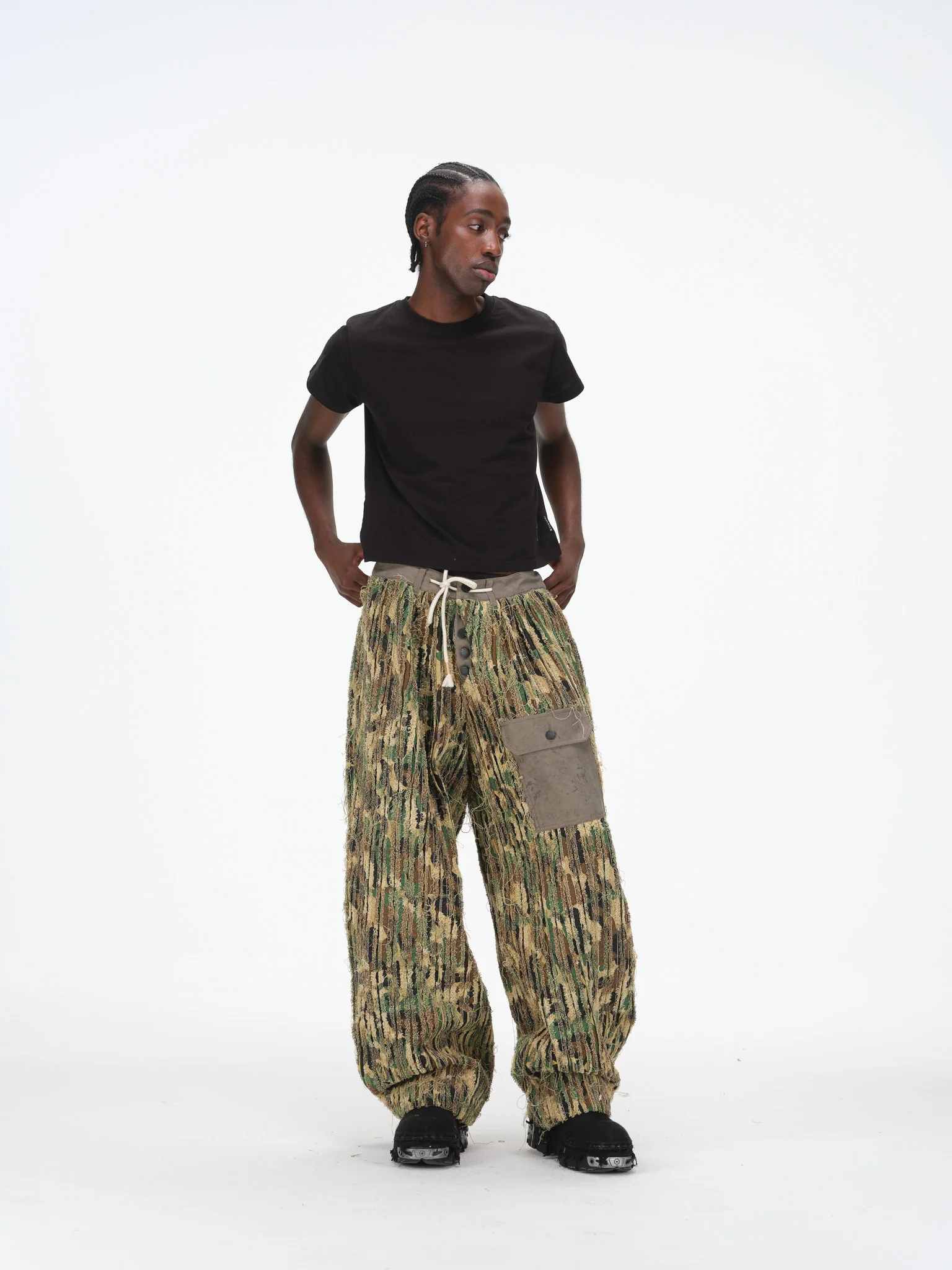 Shredded Wide Leg Pants - Deconstructed Camo - Image 5