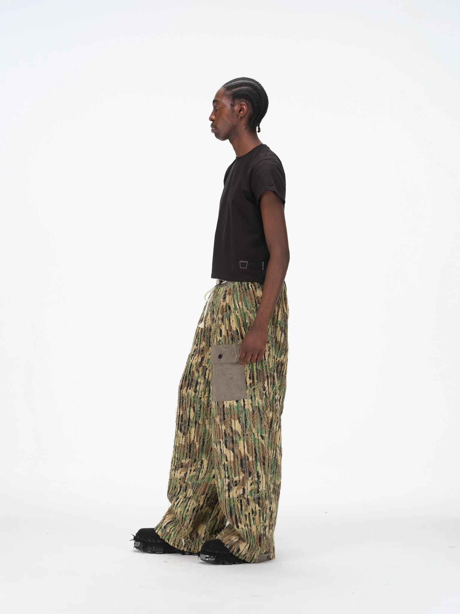 Shredded Wide Leg Pants - Deconstructed Camo - Image 6