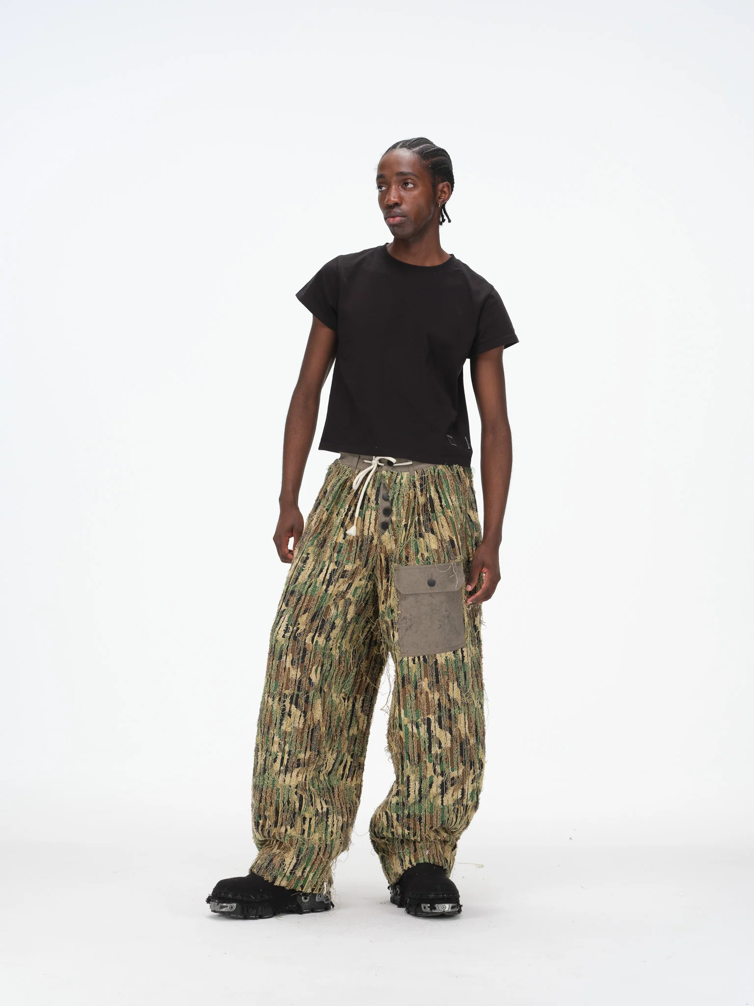 Shredded Wide Leg Pants - Deconstructed Camo - Image 7