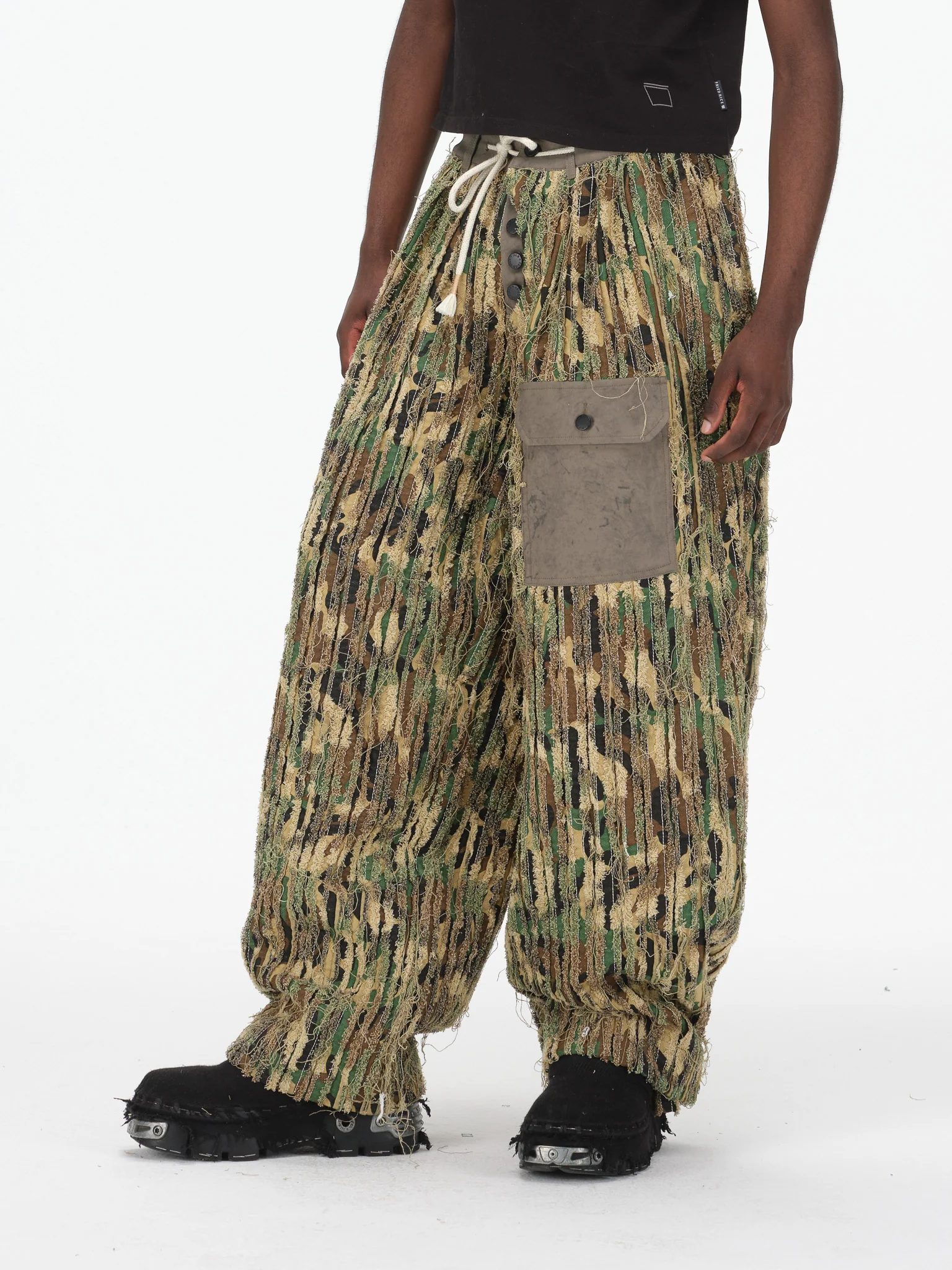 Shredded Wide Leg Pants - Deconstructed Camo - Image 9