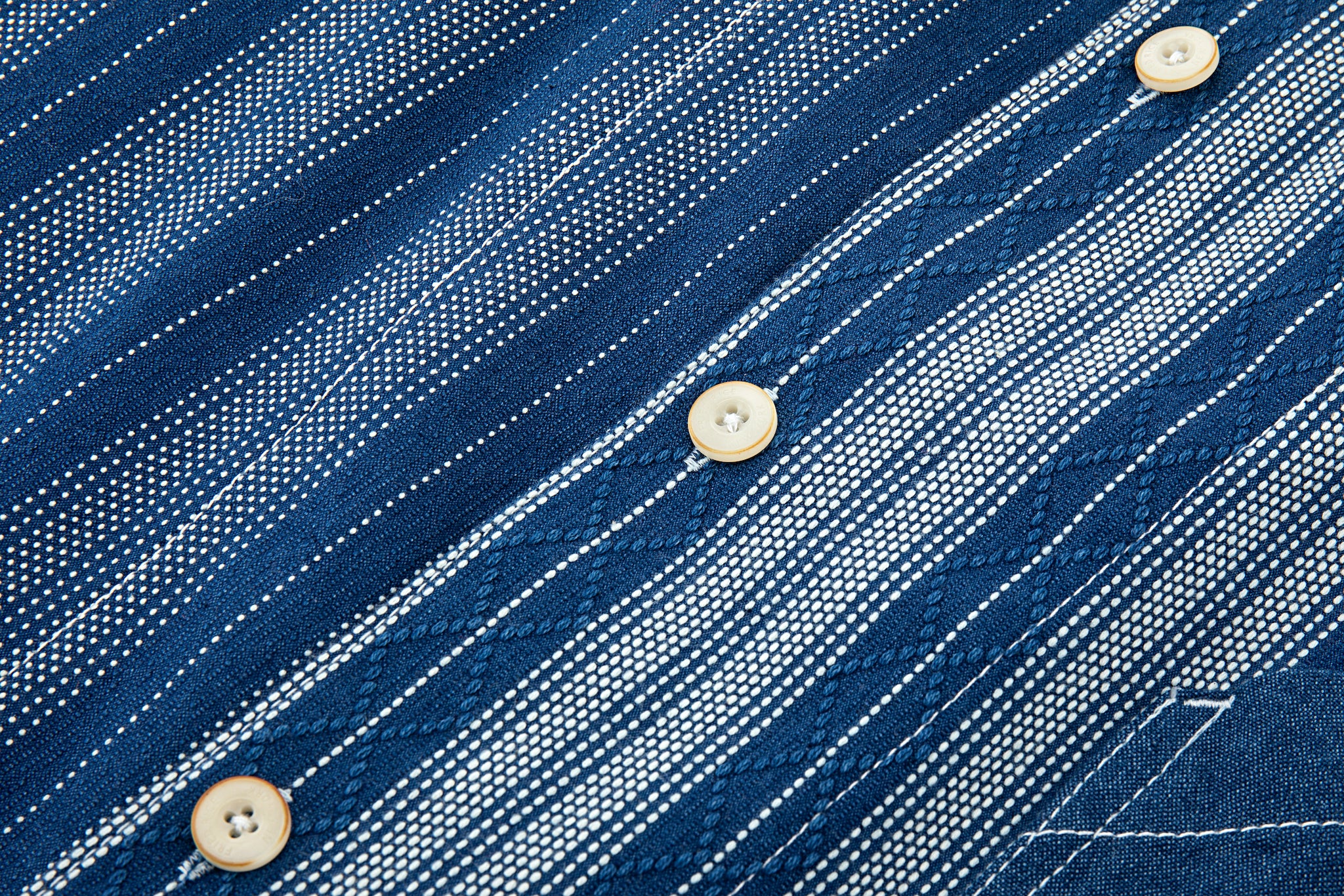 Striped Patch Workman Shirt – Indigo Contrasting Patterns - Image 9