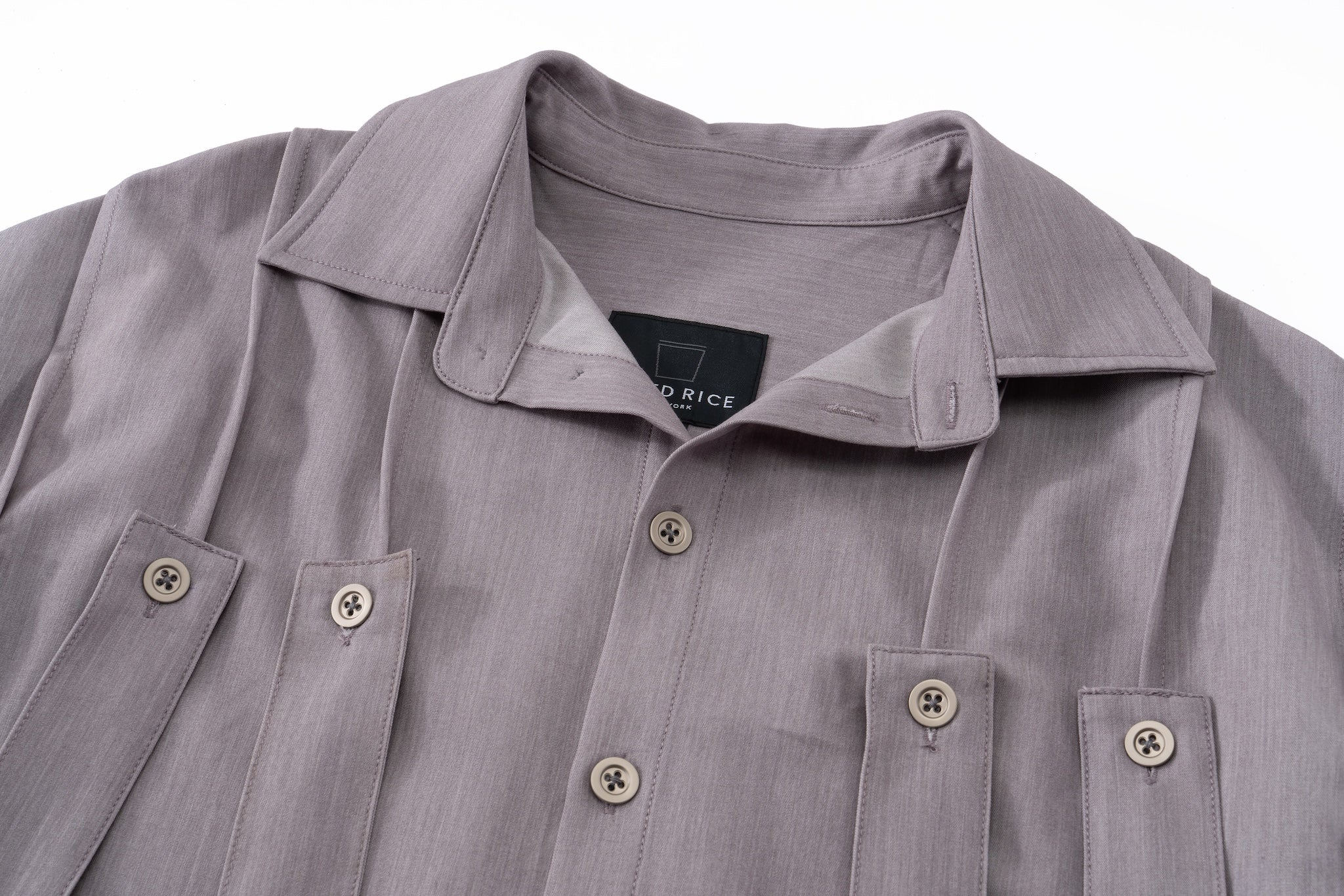 Styleable Strap Long Sleeve Button Up - Lavender Grey - Image 21
