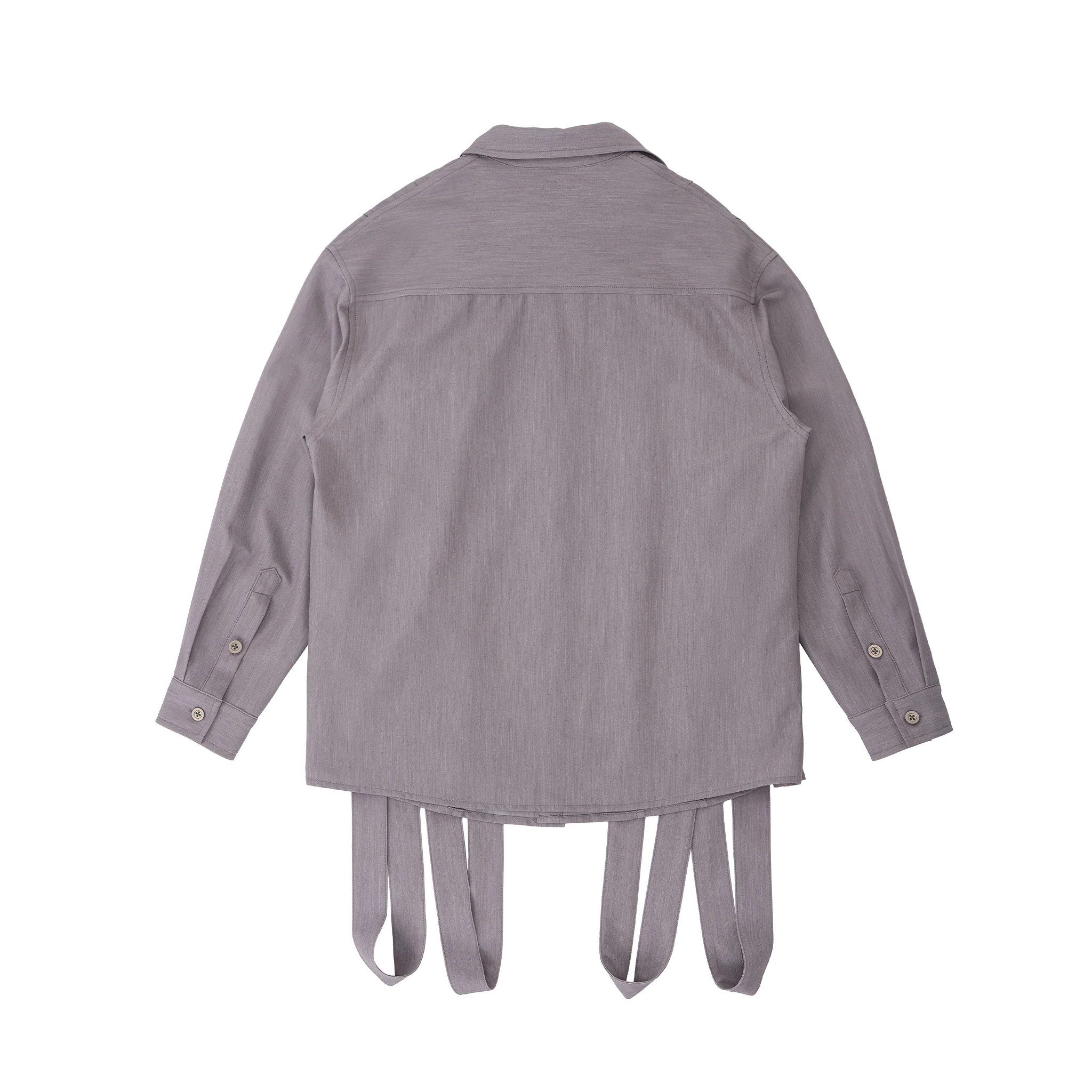 Styleable Strap Long Sleeve Button Up - Lavender Grey - Image 24
