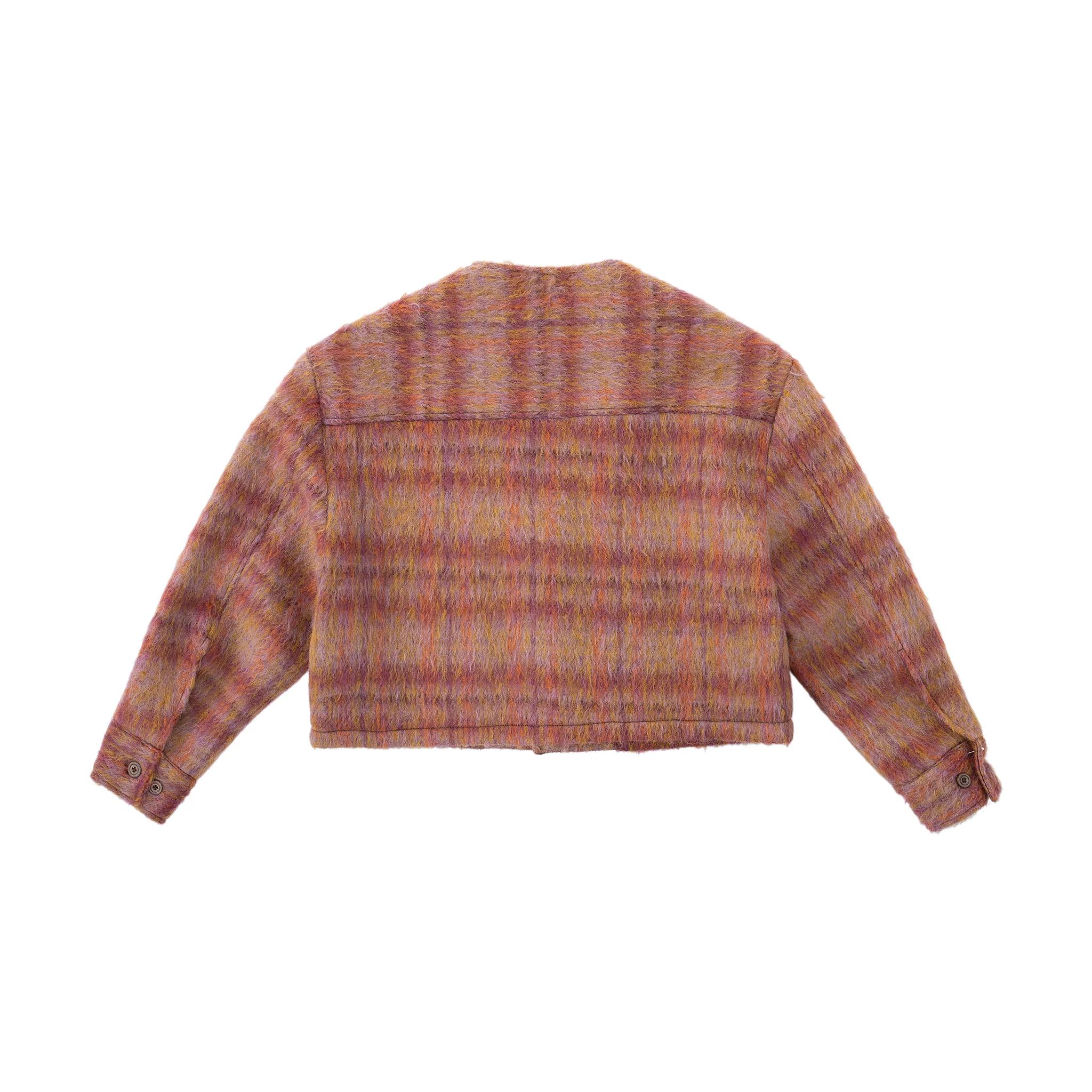 Sunset Cropped Jacket – Brushed Wool Multicolor Plaid - Image 7
