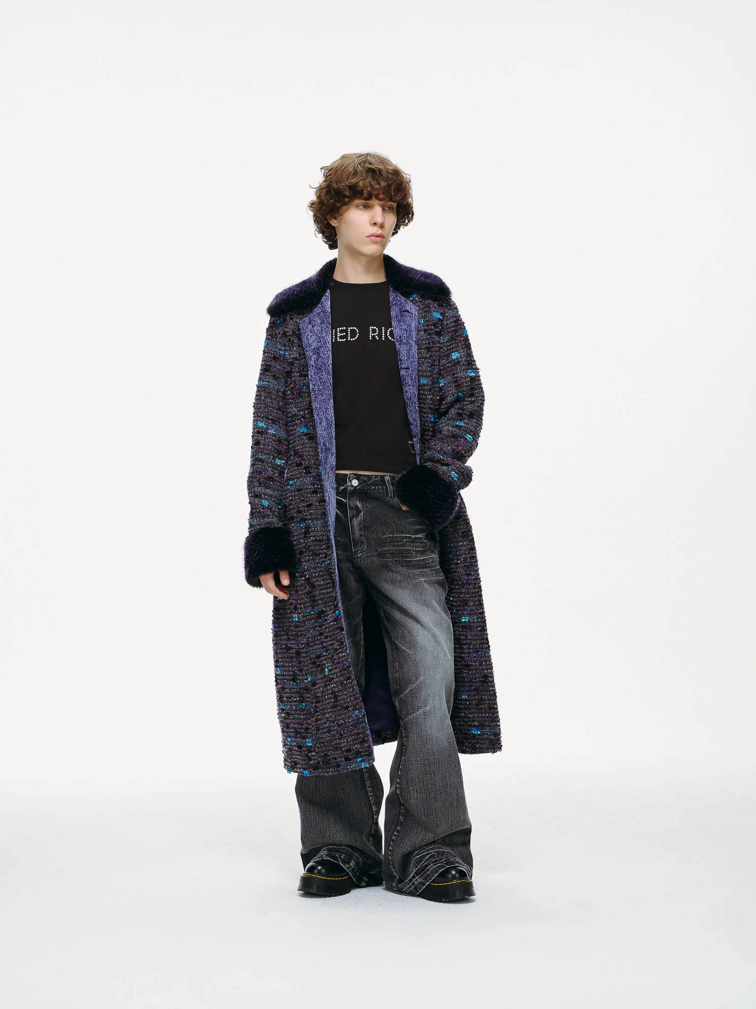 Ultraviolet Tweed Long Coat - Image 17