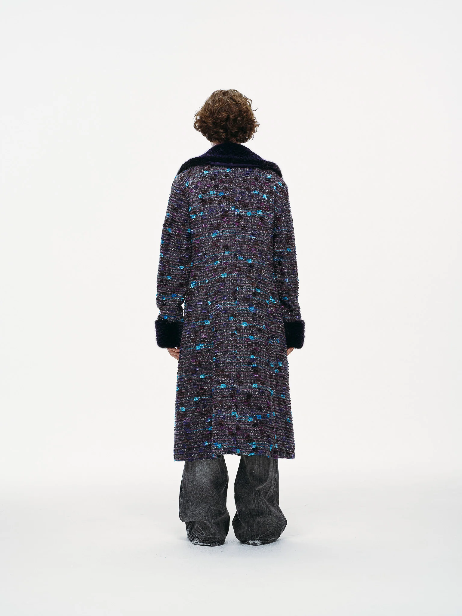 Ultraviolet Tweed Long Coat - Image 18
