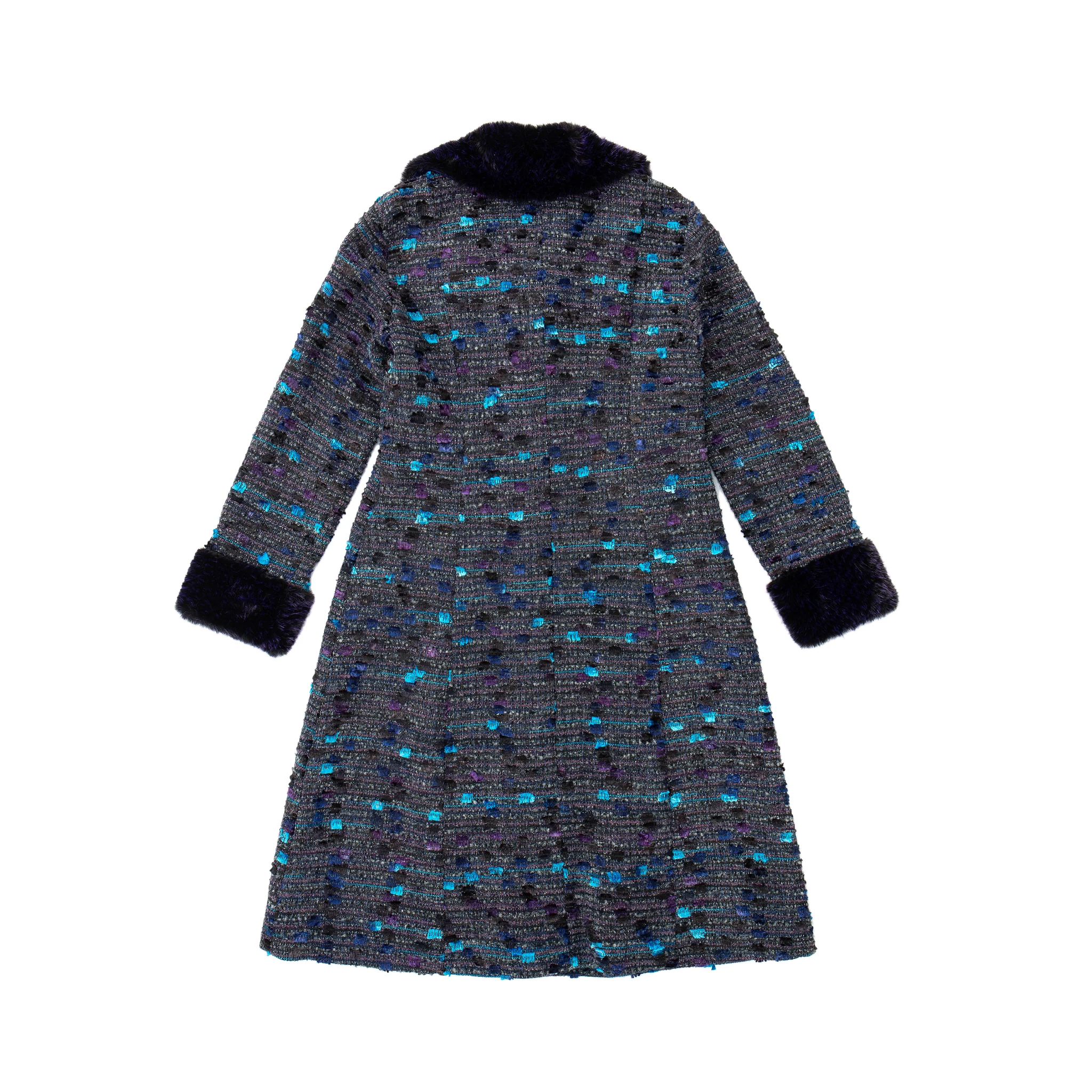 Ultraviolet Tweed Long Coat - Image 19