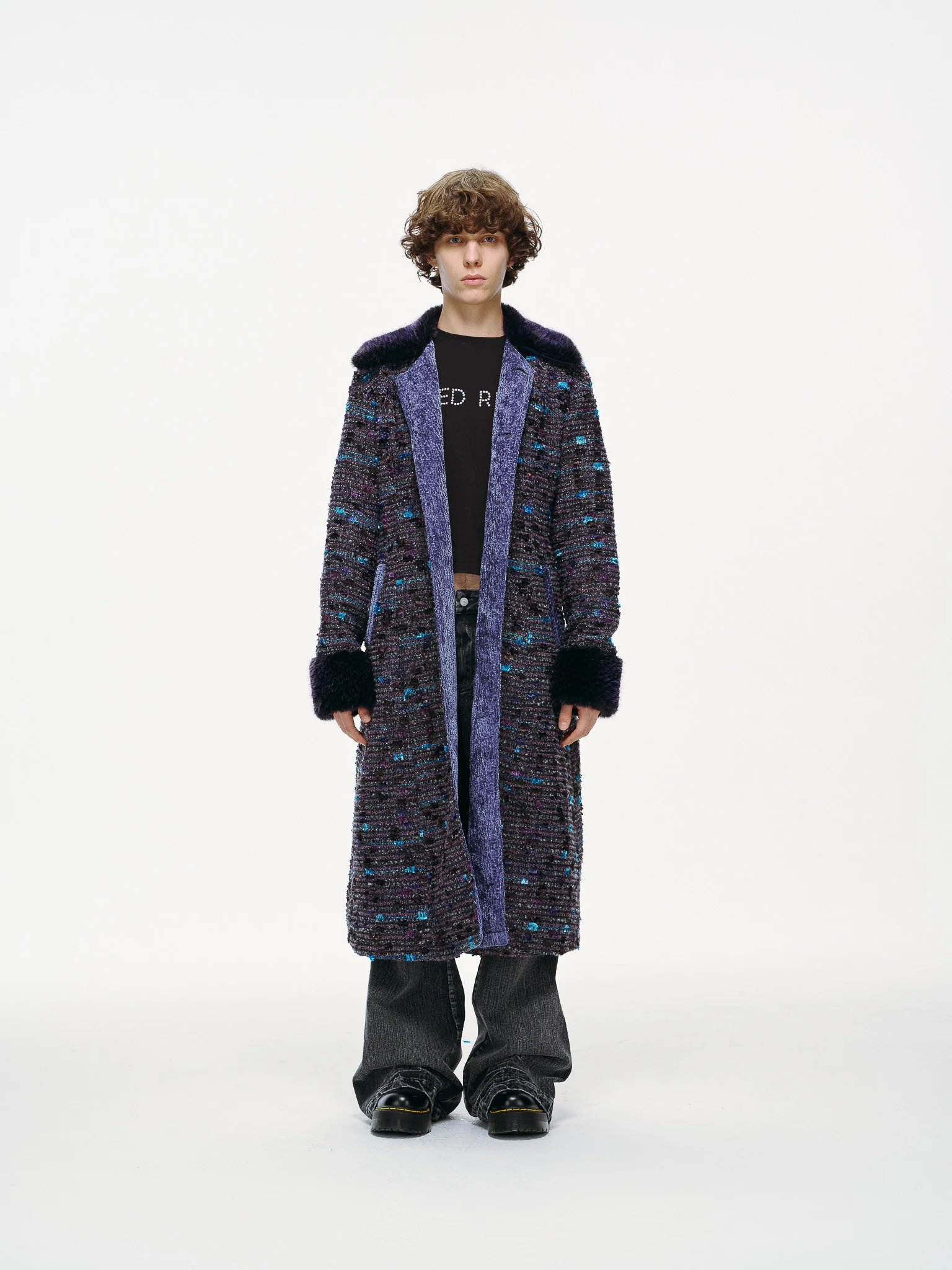Ultraviolet Tweed Long Coat - Image 4