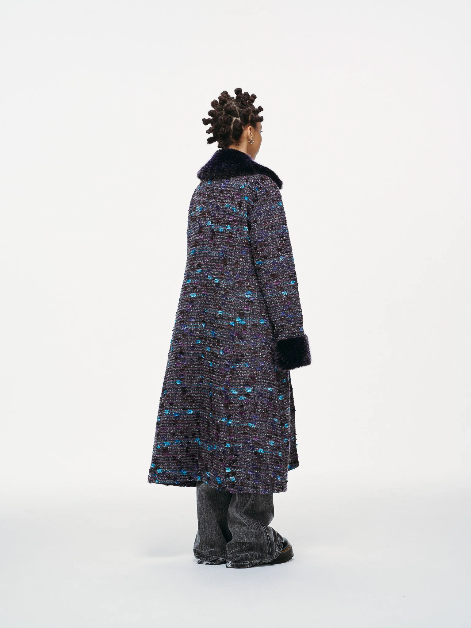 Ultraviolet Tweed Long Coat - Image 8