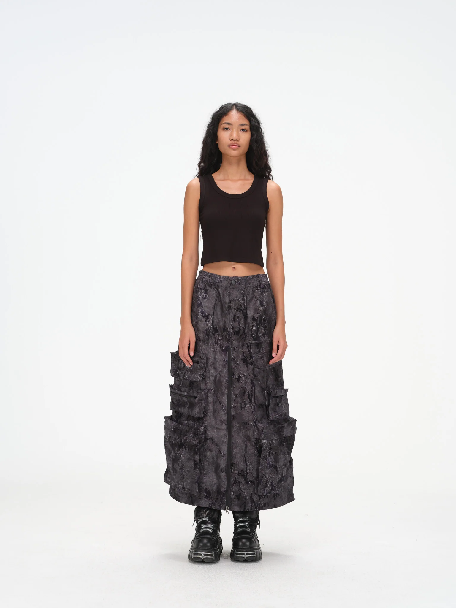 Sumi Zip Split Cargo Skirt - Blue Black - Image 5