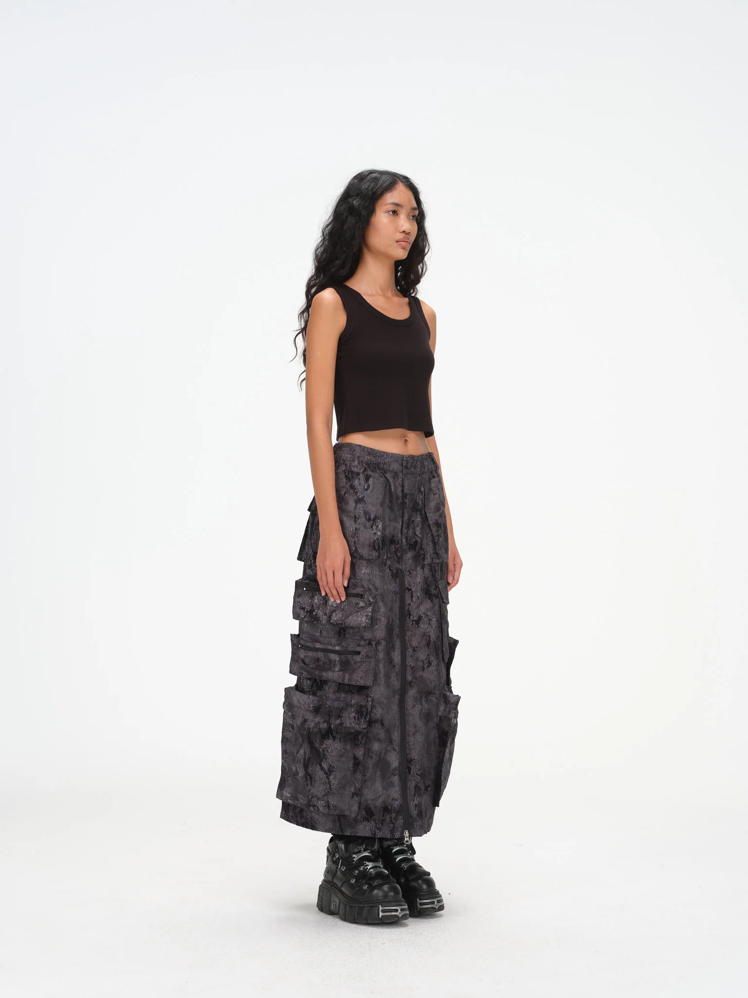 Sumi Zip Split Cargo Skirt - Blue Black - Image 7