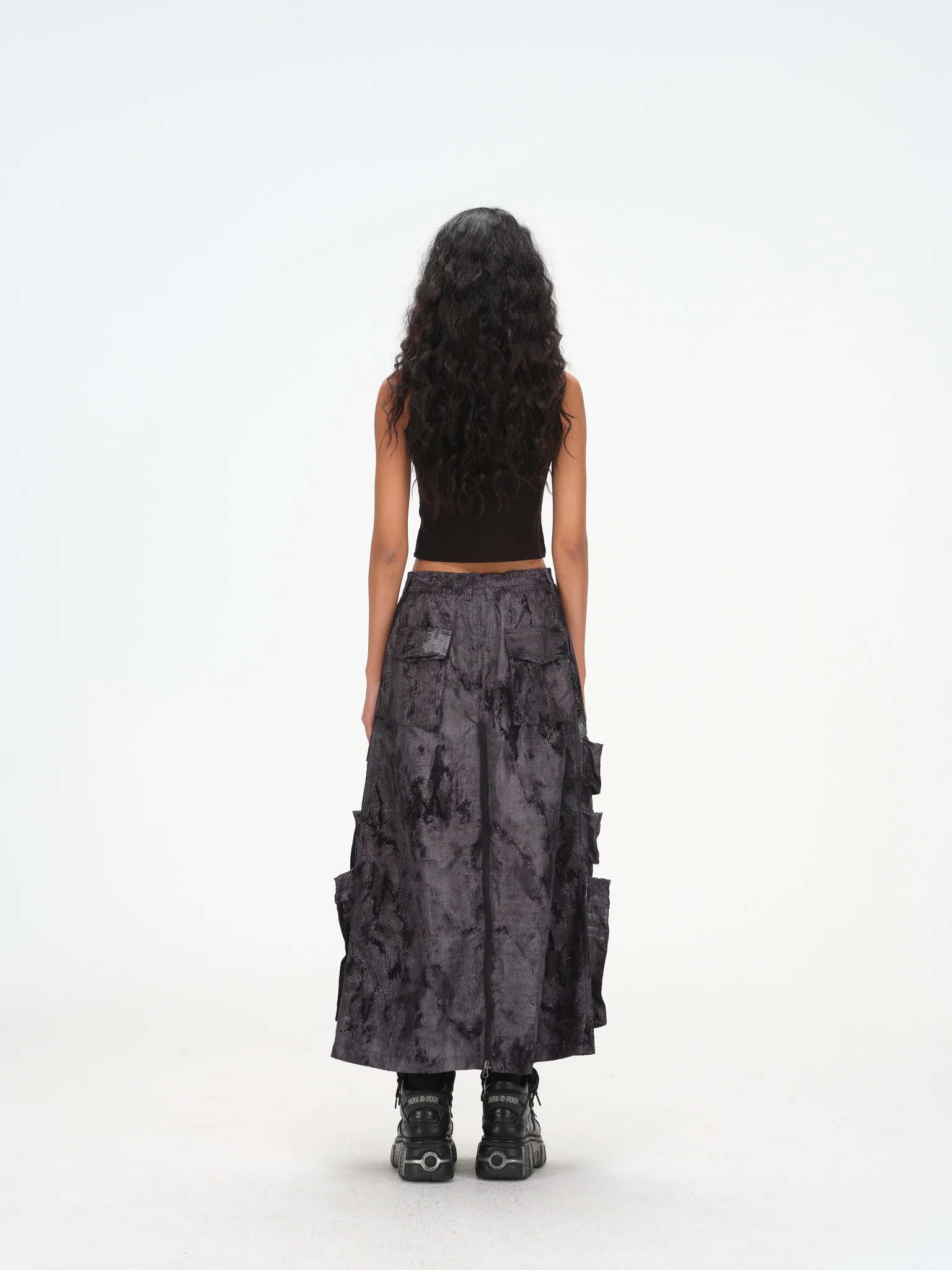 Sumi Zip Split Cargo Skirt - Blue Black - Image 8
