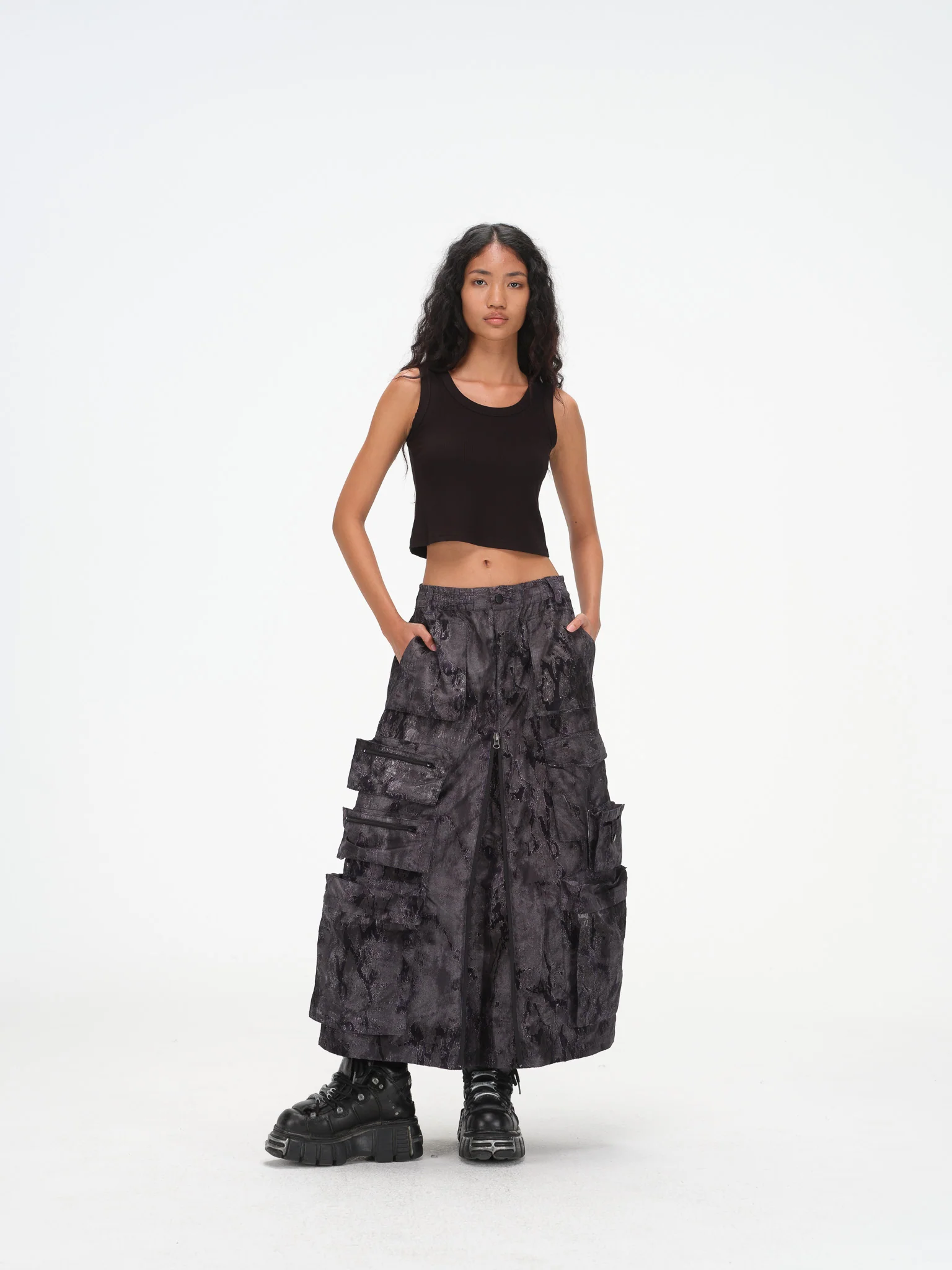 Sumi Zip Split Cargo Skirt - Blue Black - Image 9